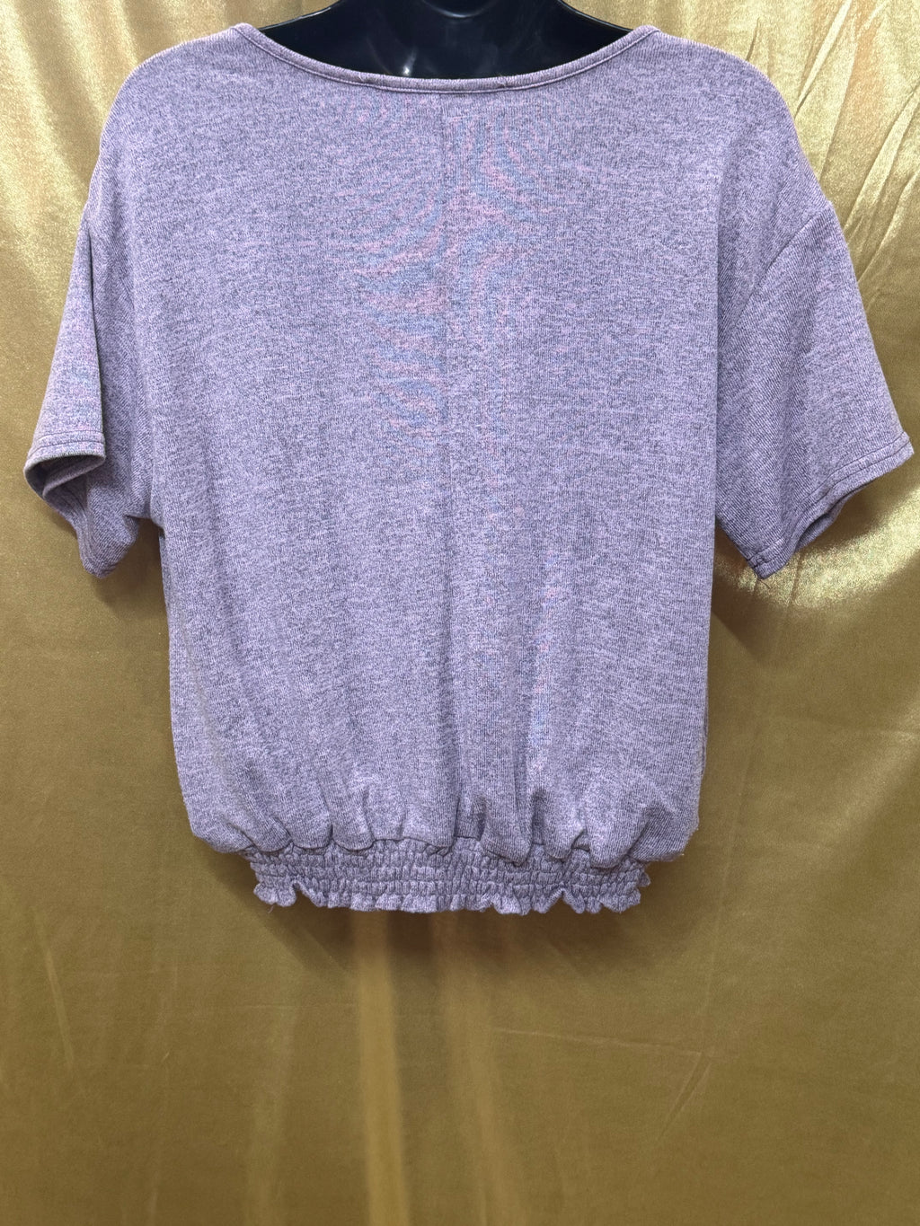 Hyfve Purple Knit Short Sleeve Smocked Hem Top Size Small
