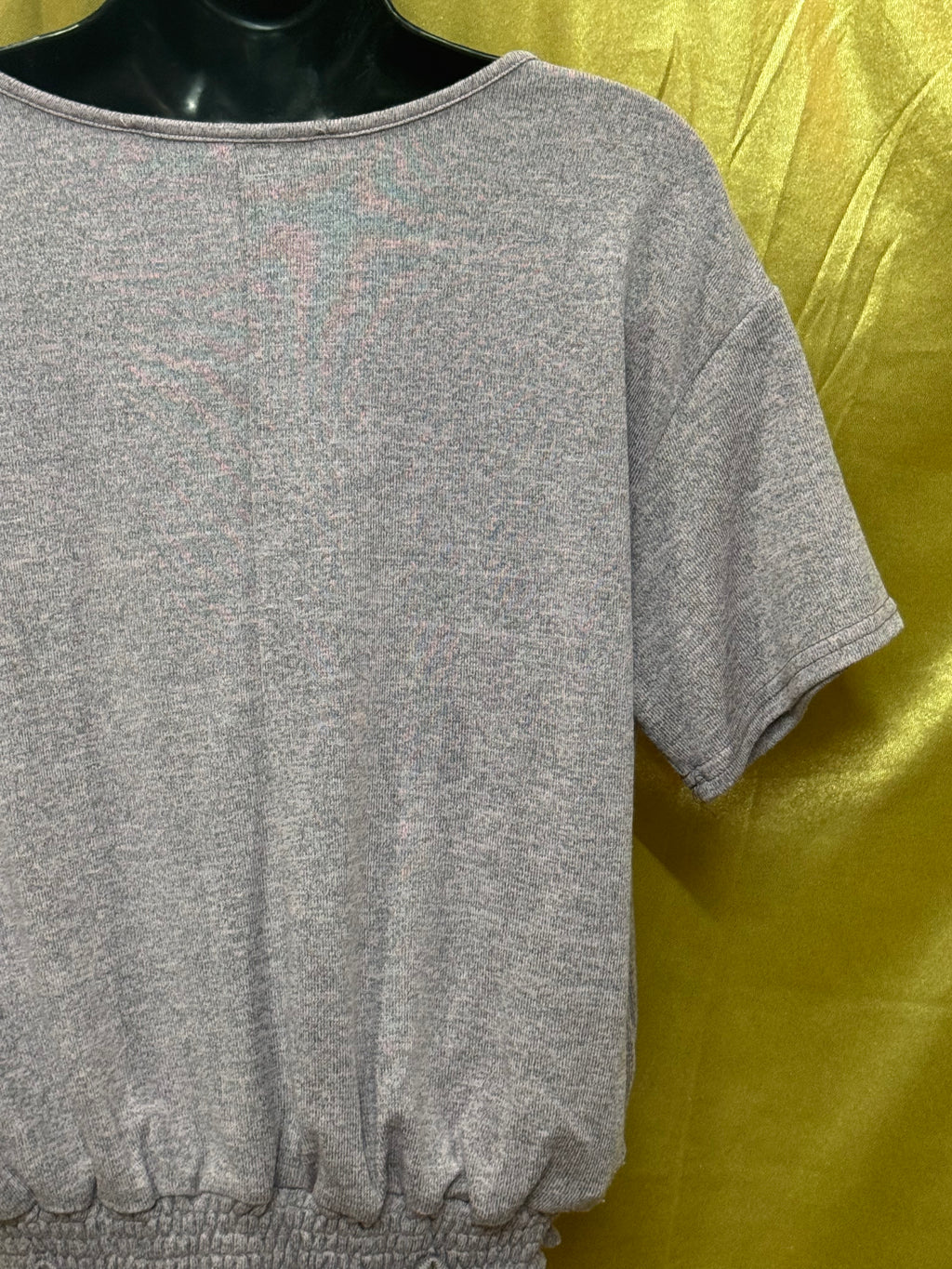 Hyfve Purple Knit Short Sleeve Smocked Hem Top Size Small