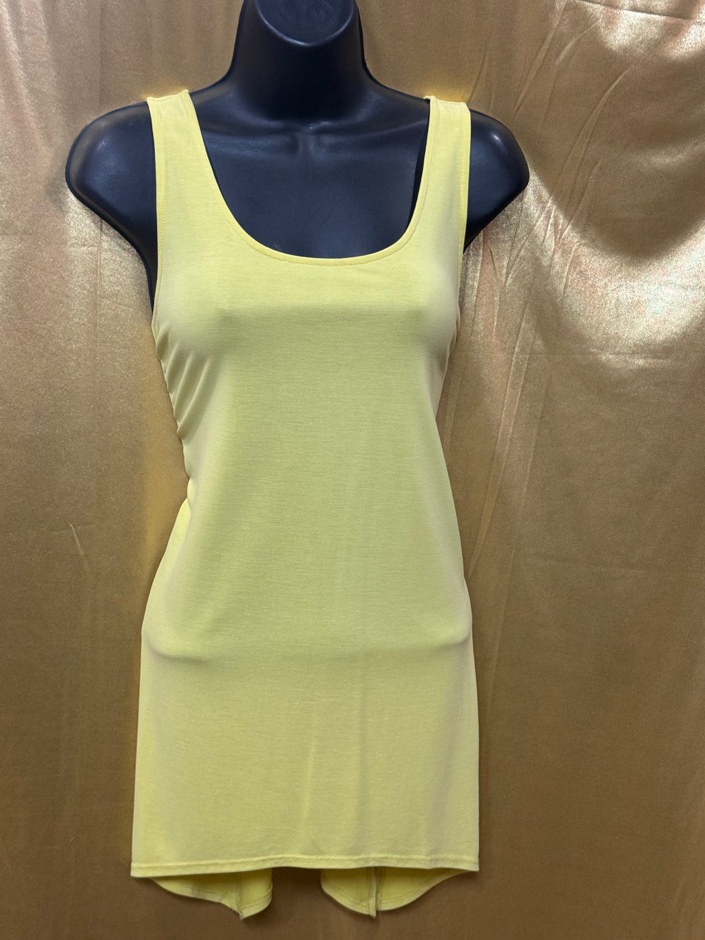 Cato Yellow Scoop Neck Tank Top Soft Modal Blend Size S Longline Split Hem