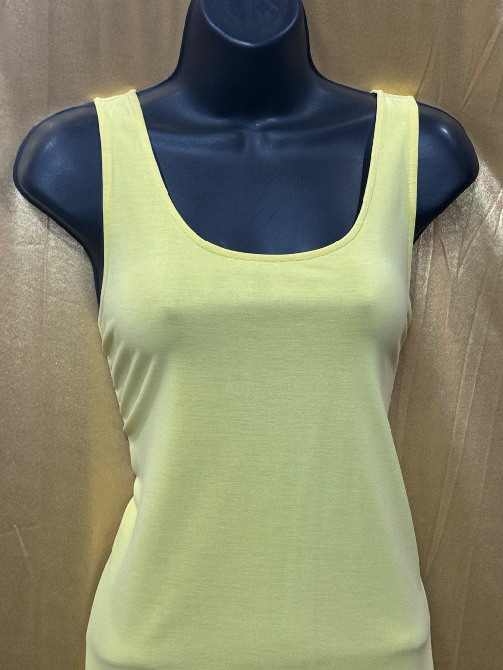 Cato Yellow Scoop Neck Tank Top Soft Modal Blend Size S Longline Split Hem