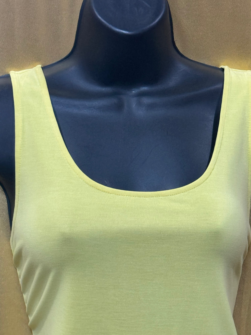 Cato Yellow Scoop Neck Tank Top Soft Modal Blend Size S Longline Split Hem