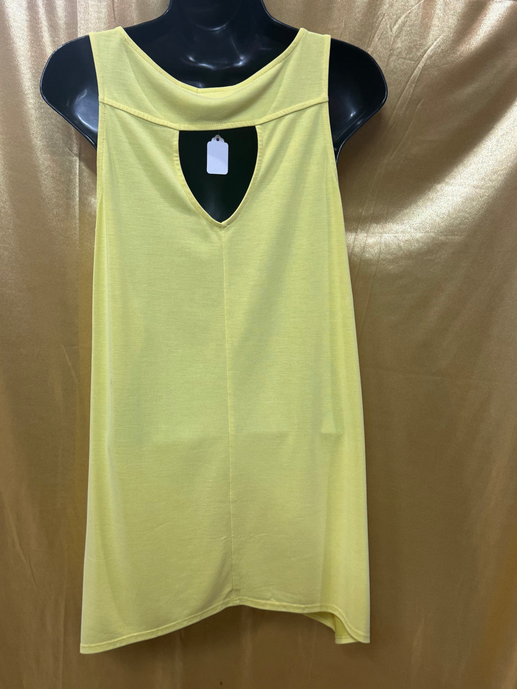Cato Yellow Scoop Neck Tank Top Soft Modal Blend Size S Longline Split Hem