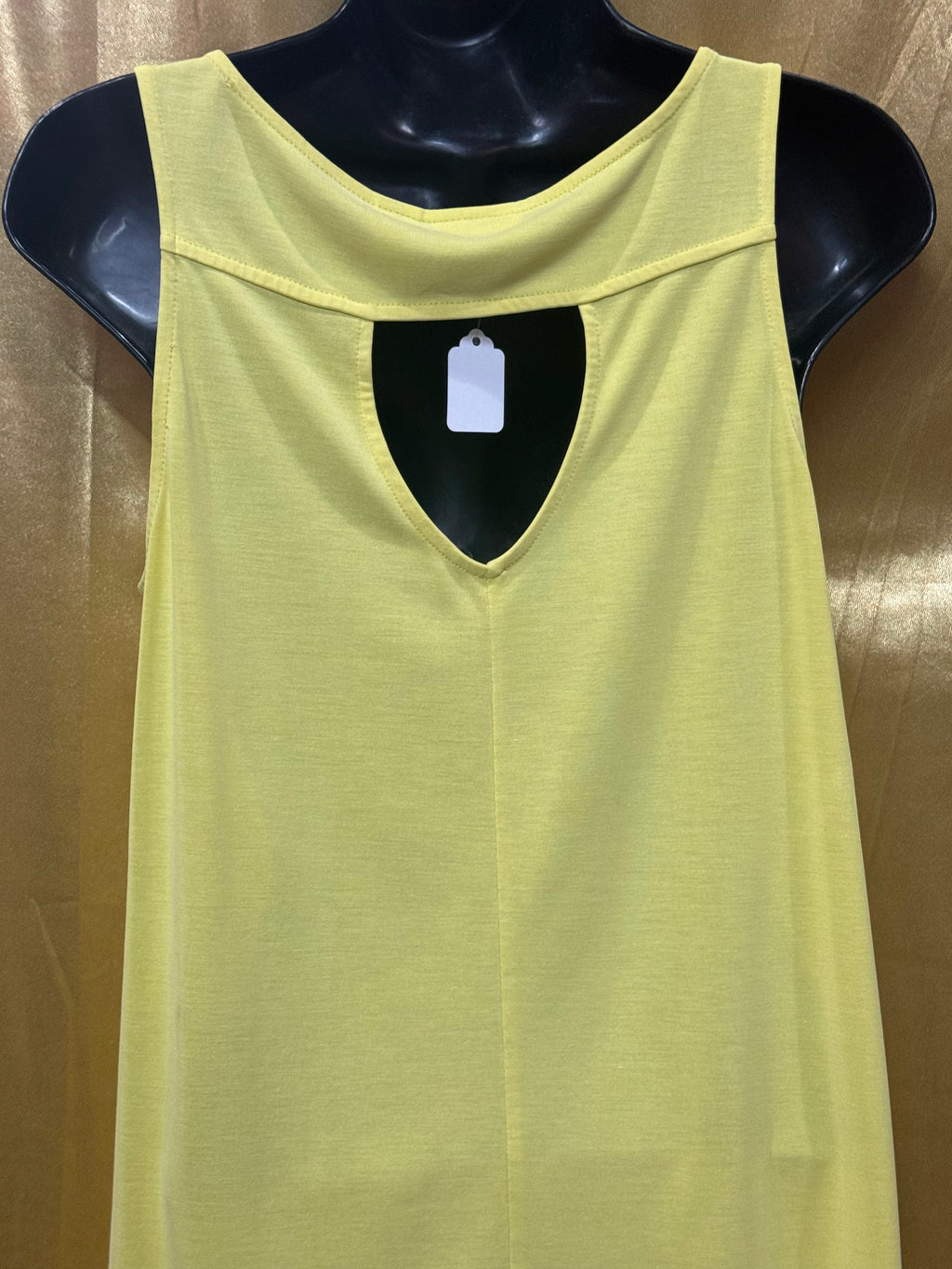 Cato Yellow Scoop Neck Tank Top Soft Modal Blend Size S Longline Split Hem