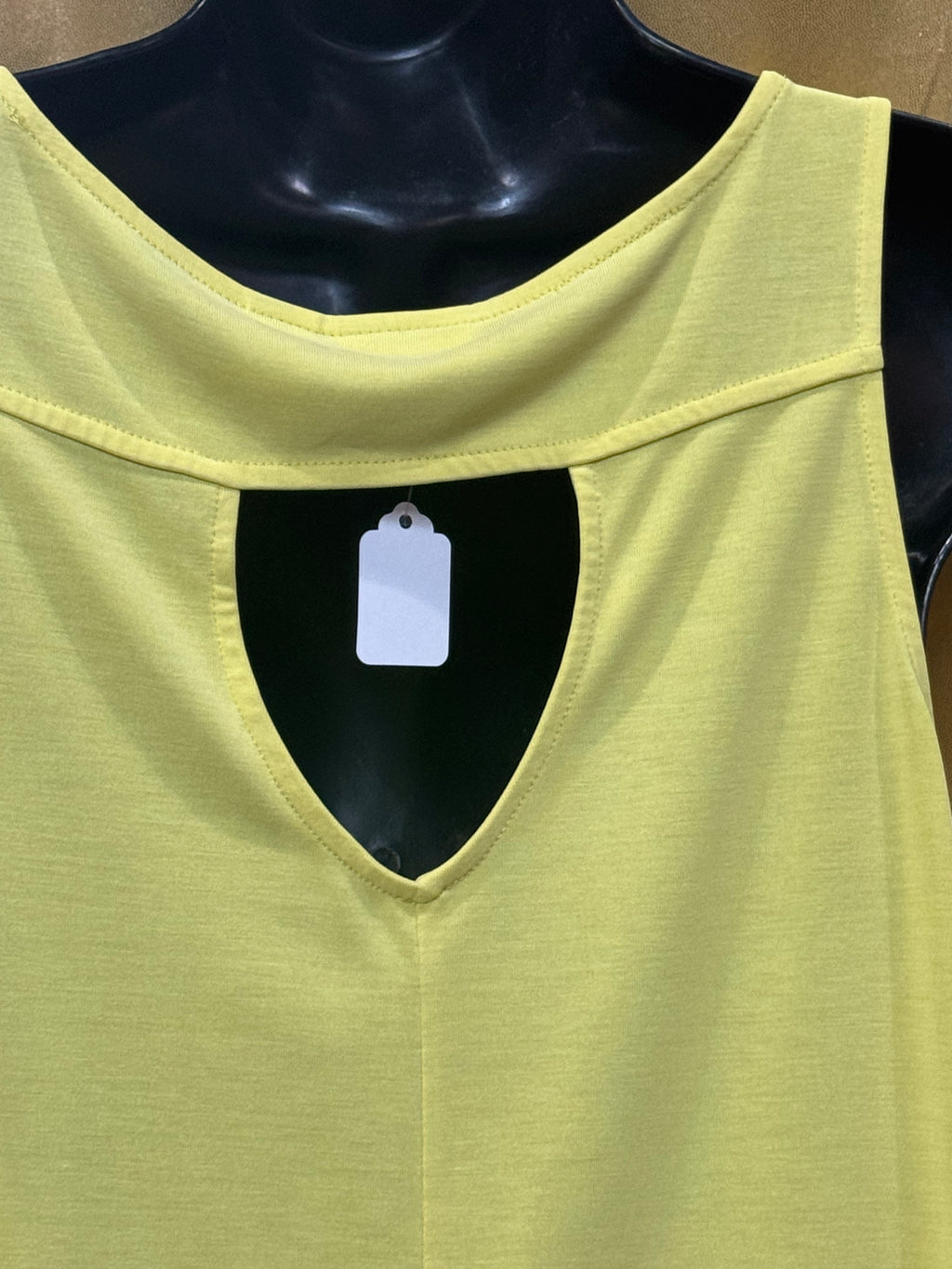 Cato Yellow Scoop Neck Tank Top Soft Modal Blend Size S Longline Split Hem