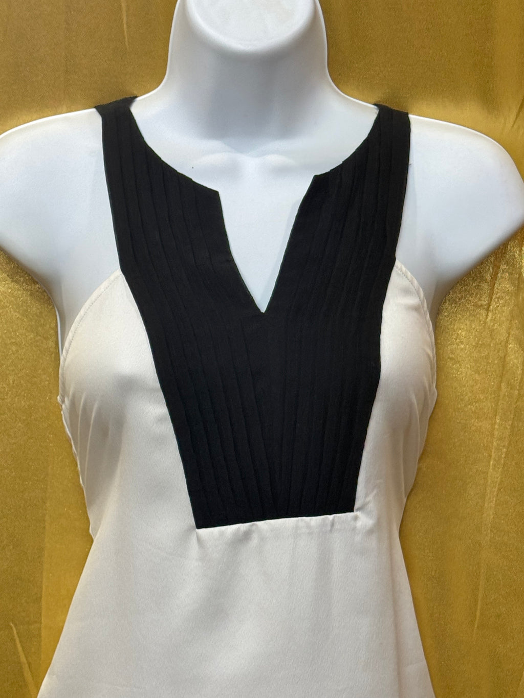 Cooper & Ella Tuxedo Neck Pleated Tank Top Sleeveless Blouse Size XS