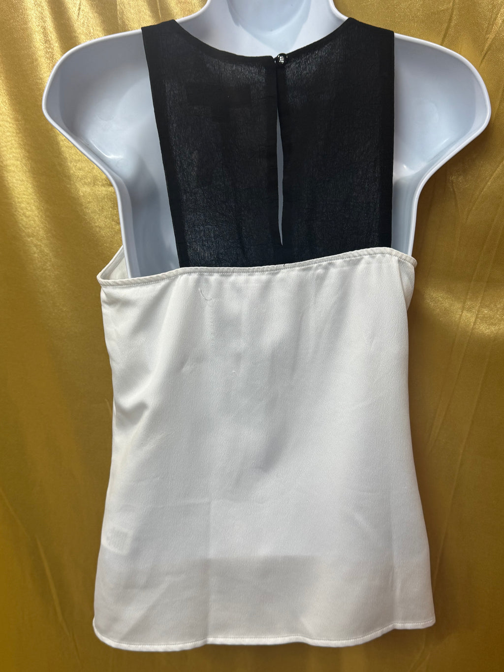 Cooper & Ella Tuxedo Neck Pleated Tank Top Sleeveless Blouse Size XS