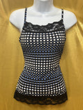 Maurices Blue & White Polka Dot Lace Trim Camisole Top Size S