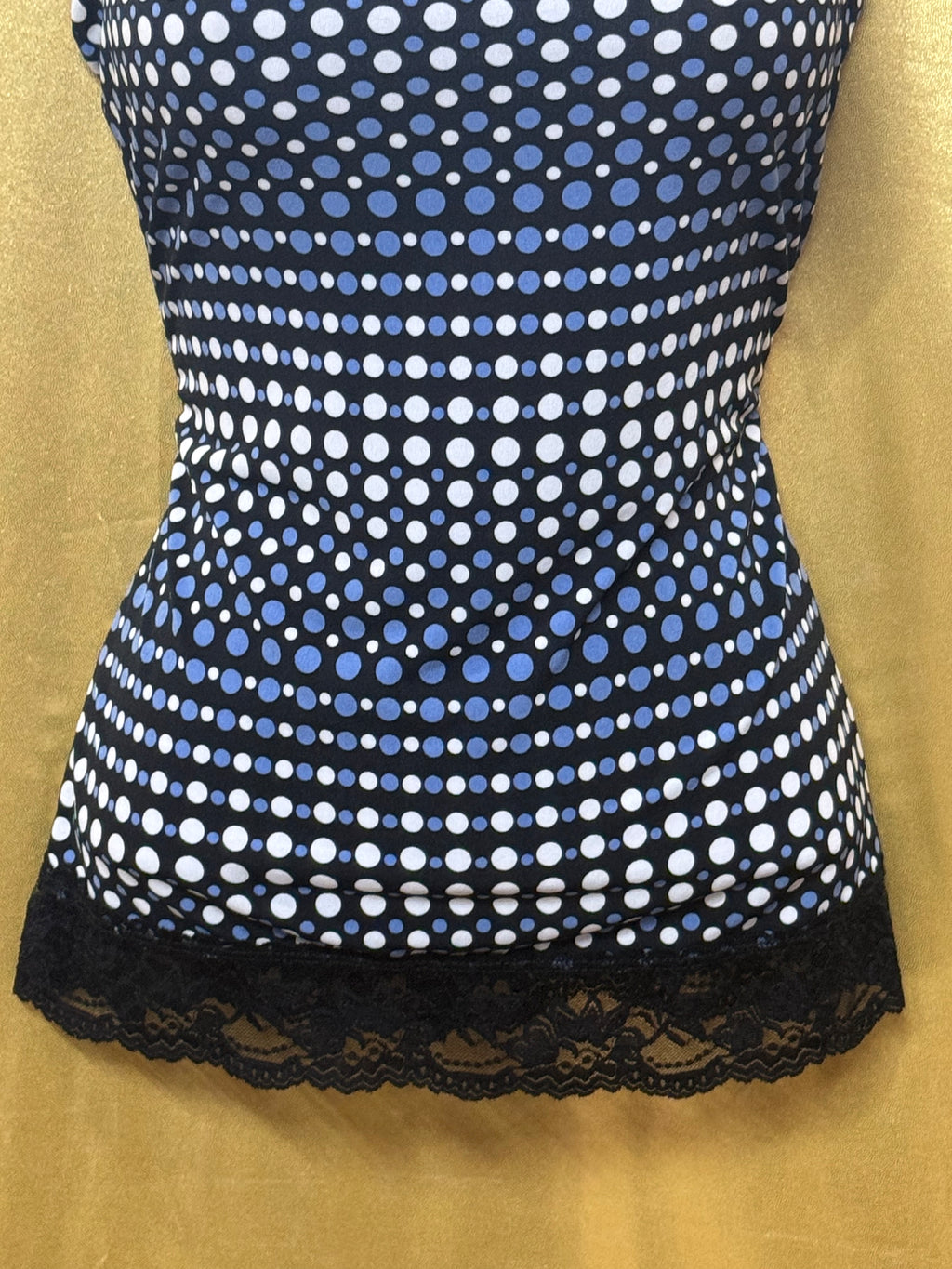 Maurices Blue & White Polka Dot Lace Trim Camisole Top Size S