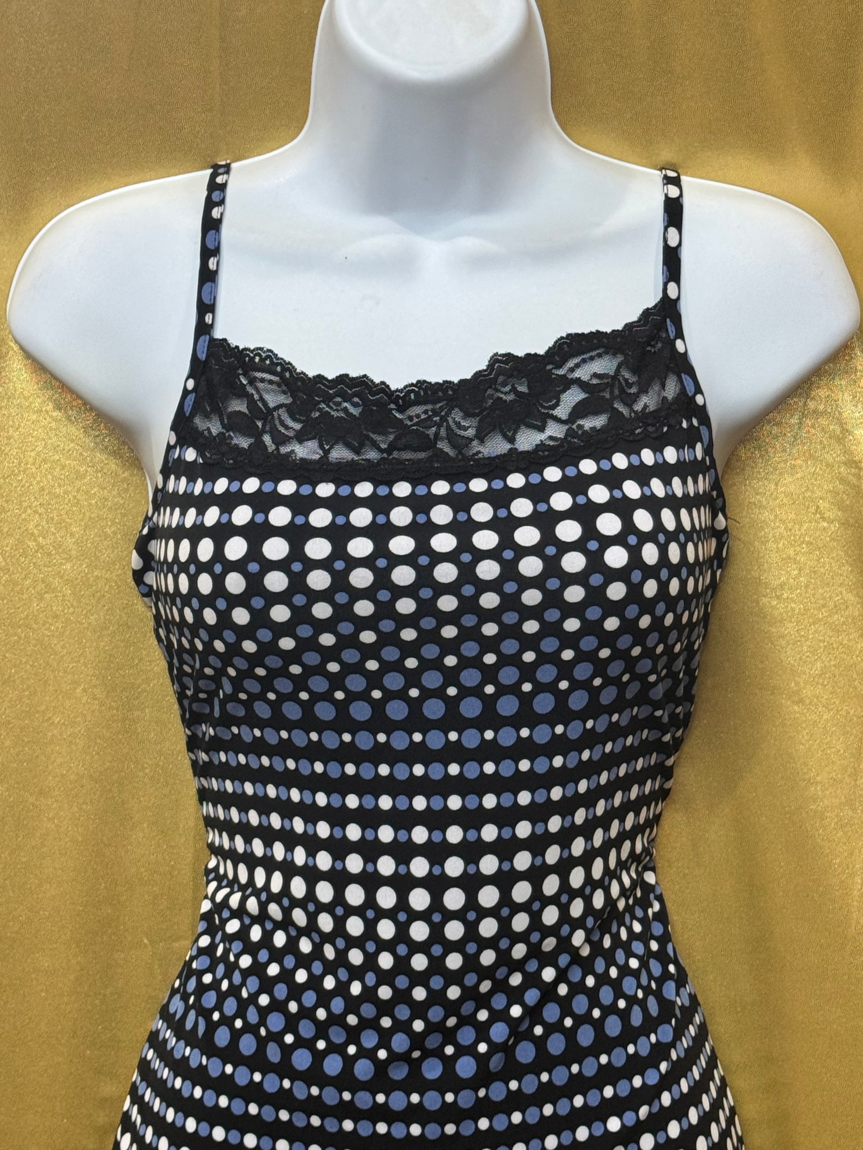 Maurices Blue & White Polka Dot Lace Trim Camisole Top Size S
