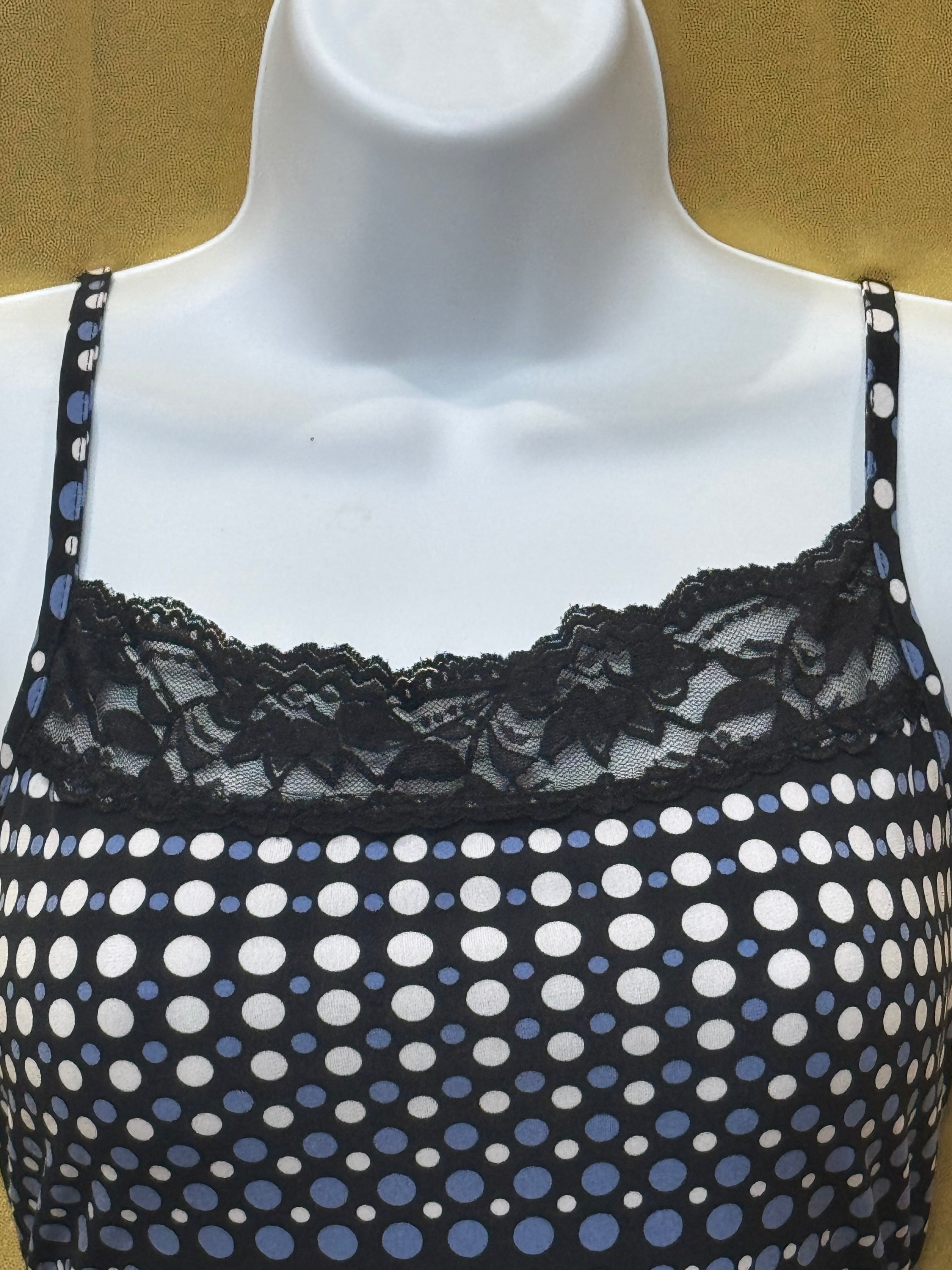 Maurices Blue & White Polka Dot Lace Trim Camisole Top Size S