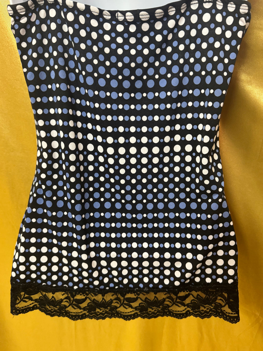 Maurices Blue & White Polka Dot Lace Trim Camisole Top Size S