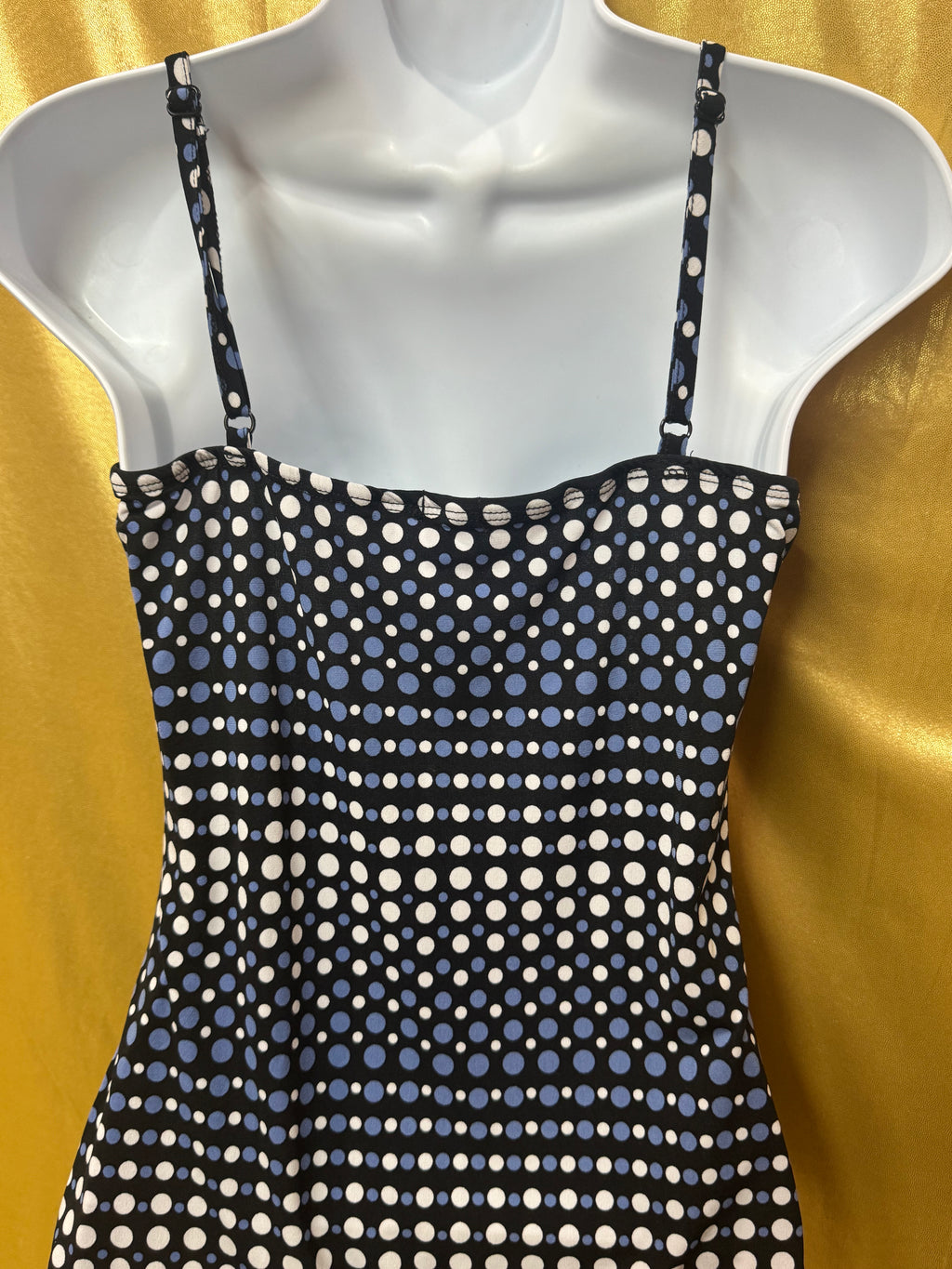 Maurices Blue & White Polka Dot Lace Trim Camisole Top Size S