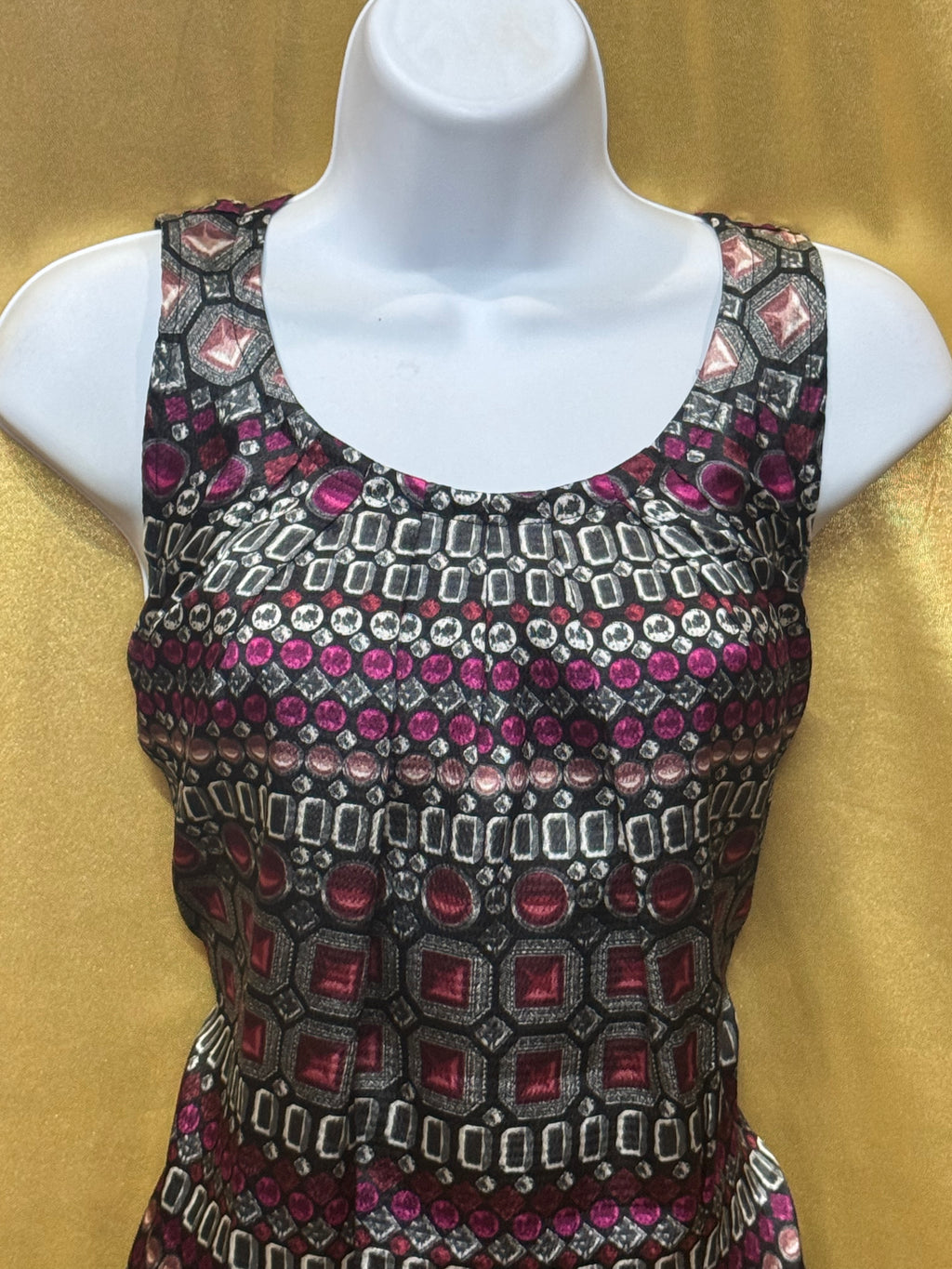 Apt. 9 Geometric Jewel Print Sleeveless Blouse - Size Small