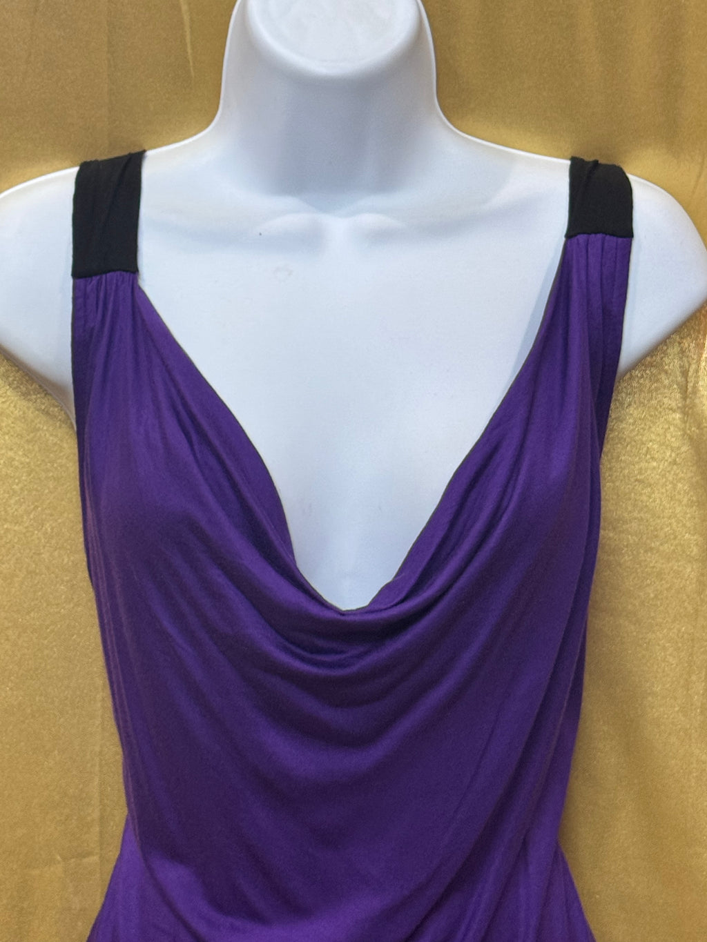 H&M Purple Cowl Neck Sleeveless Top Blouse with Black Straps - Size Small