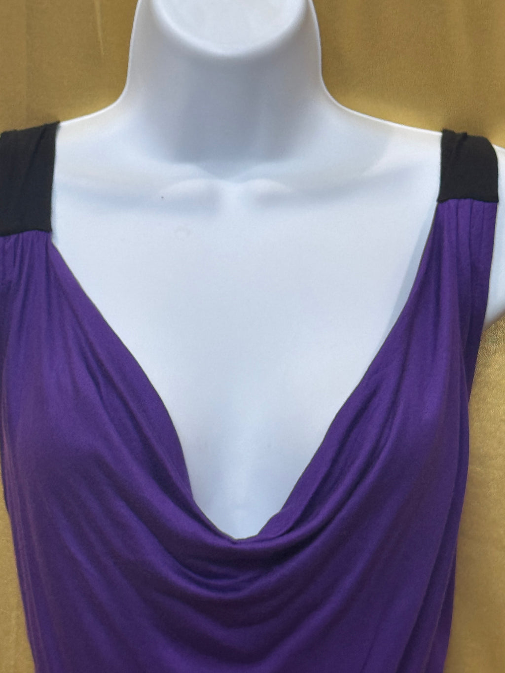 H&M Purple Cowl Neck Sleeveless Top Blouse with Black Straps - Size Small