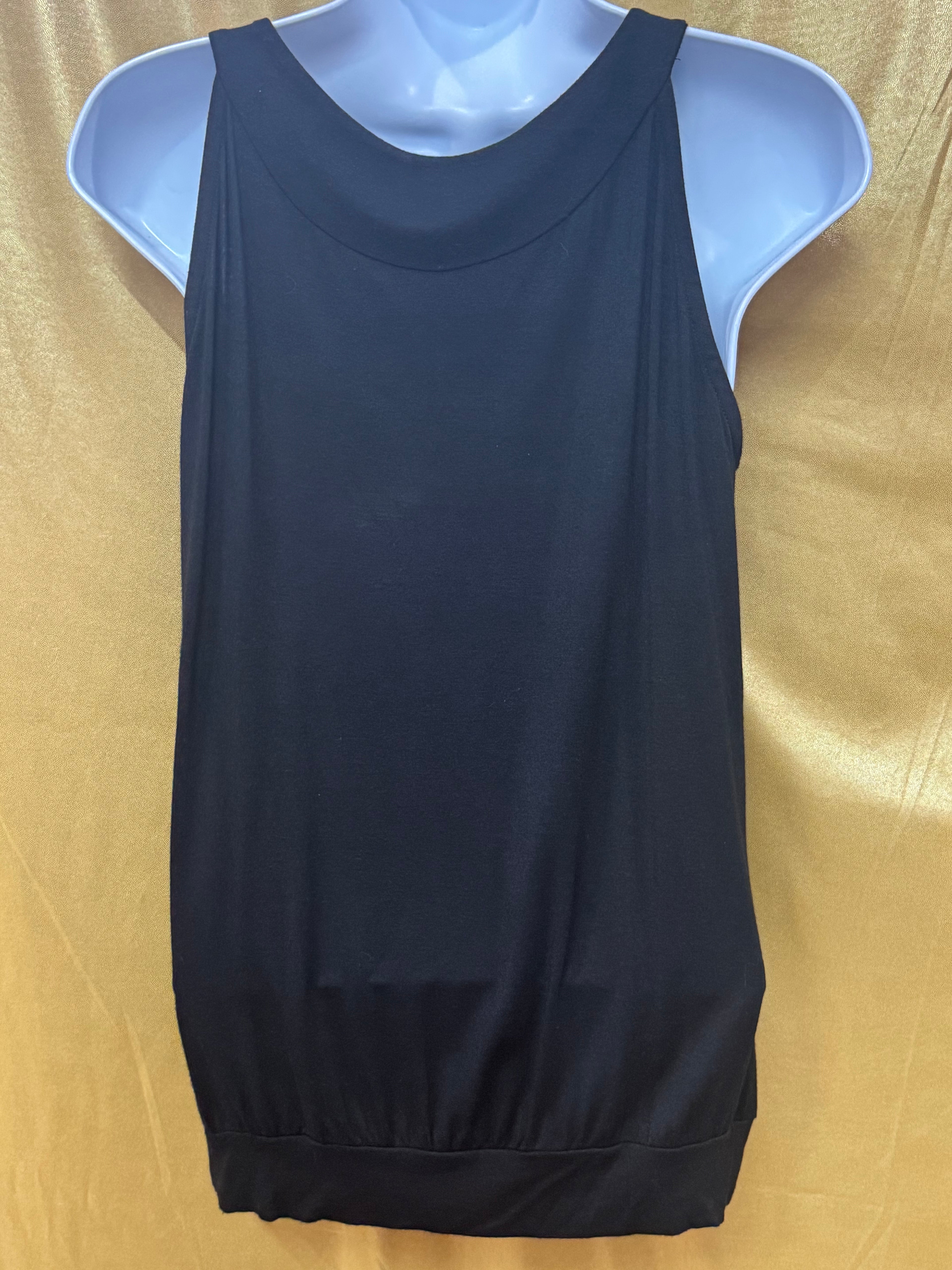 Vintage August Silk Options Black Sequin Trim Tank Top Blouse - Size S