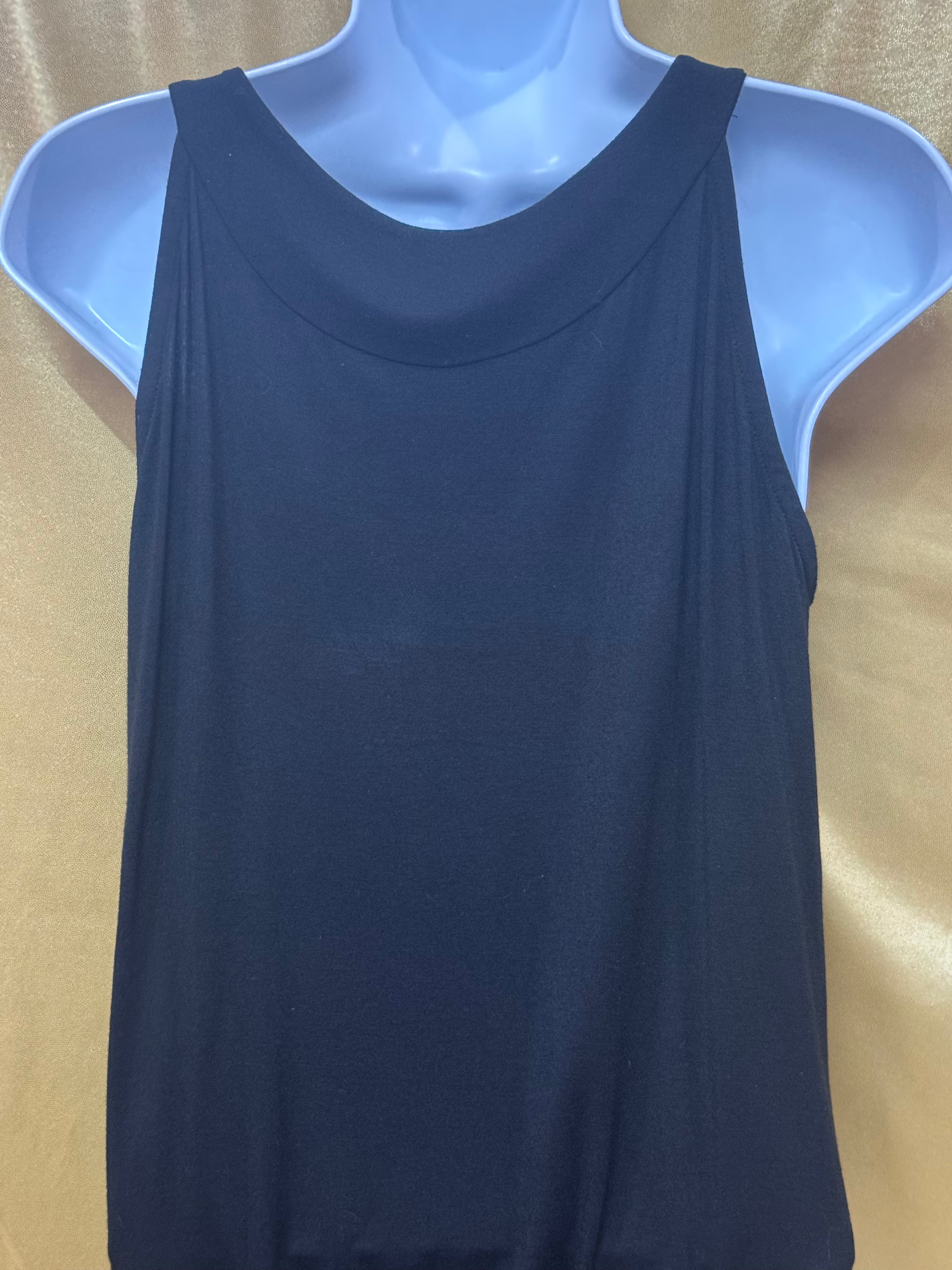 Vintage August Silk Options Black Sequin Trim Tank Top Blouse - Size S