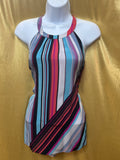 NWT Serein 100% Silk Striped Halter Top - Size Small