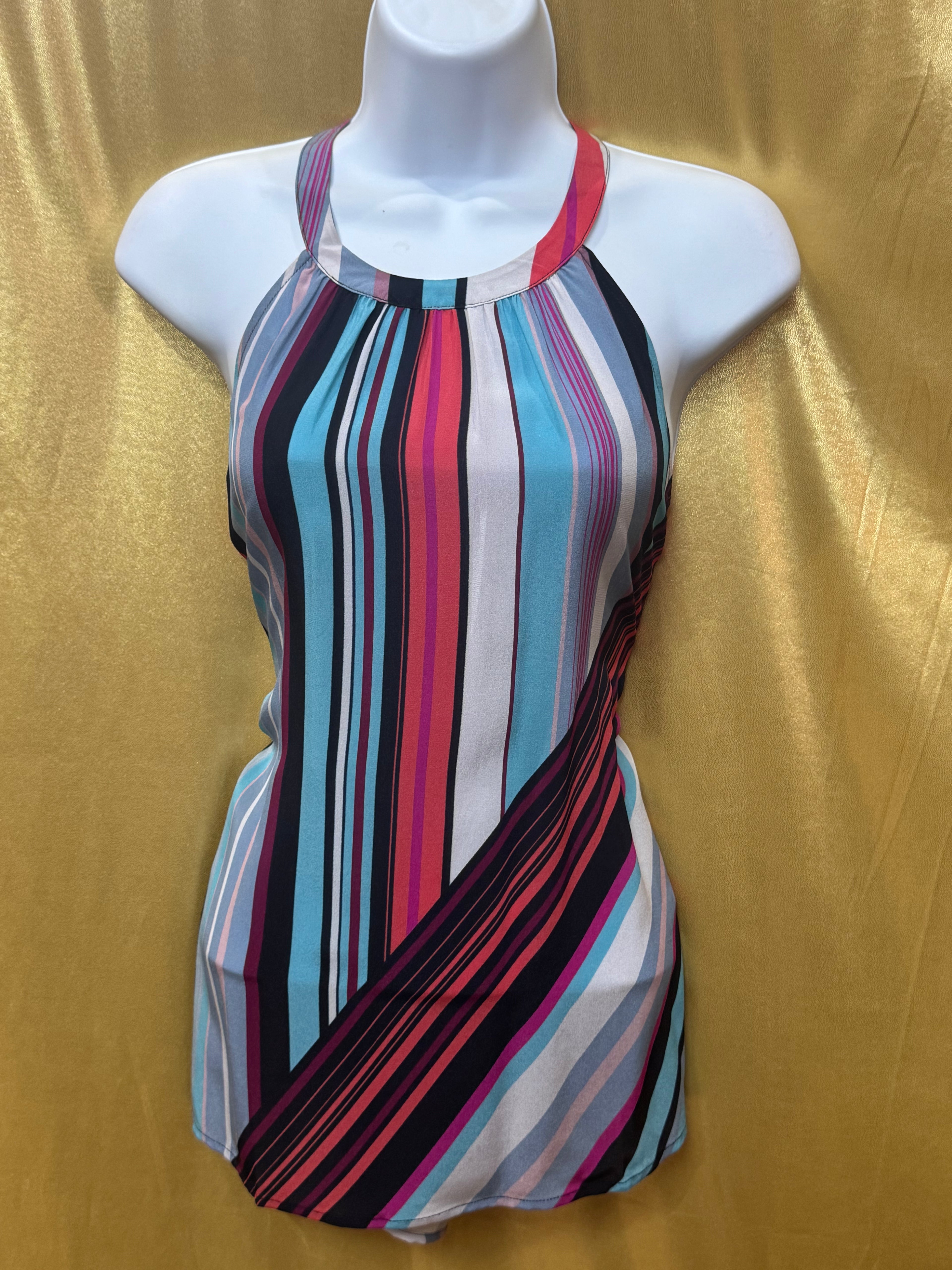 NWT Serein 100% Silk Striped Halter Top - Size Small