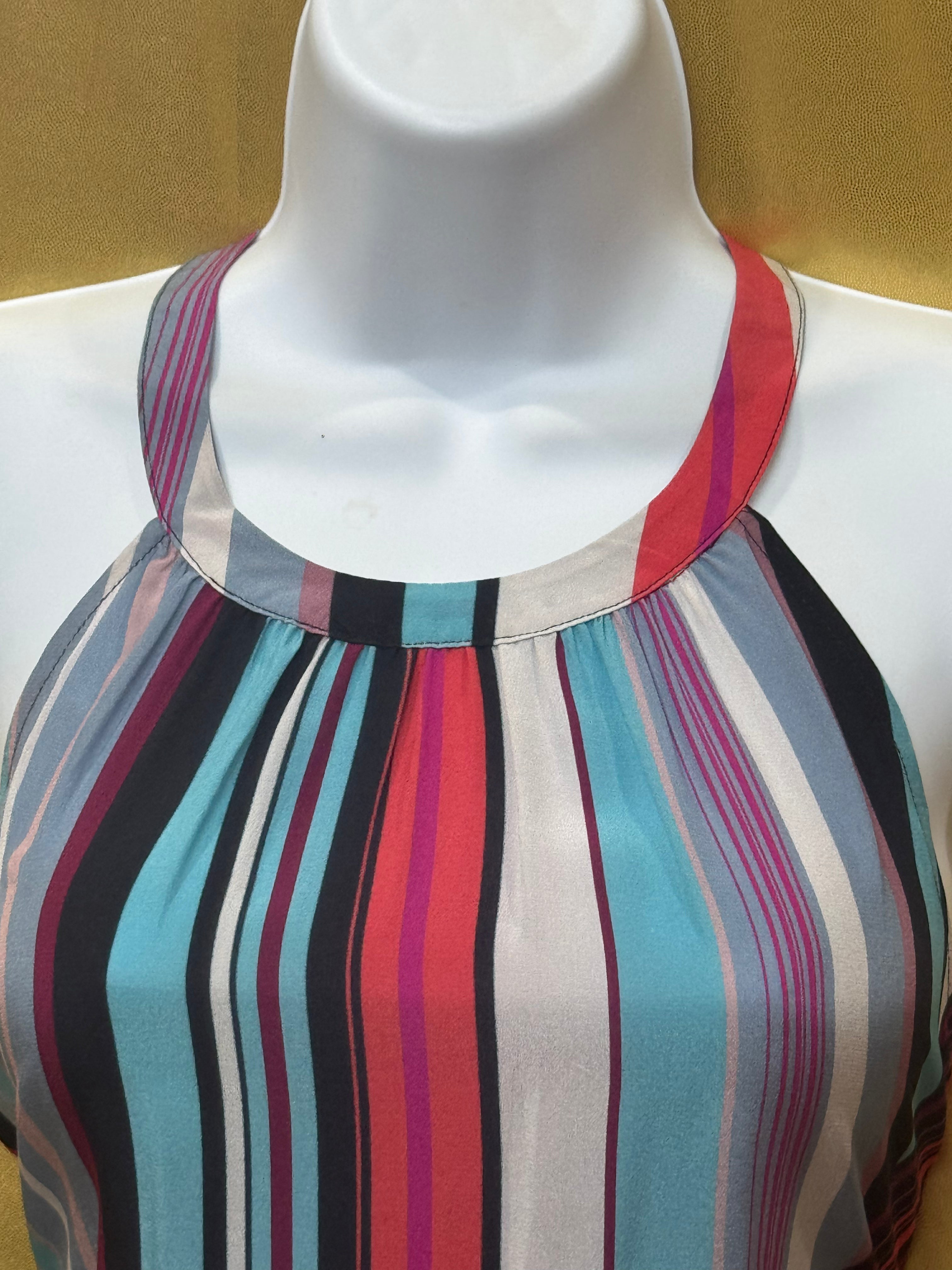 NWT Serein 100% Silk Striped Halter Top - Size Small