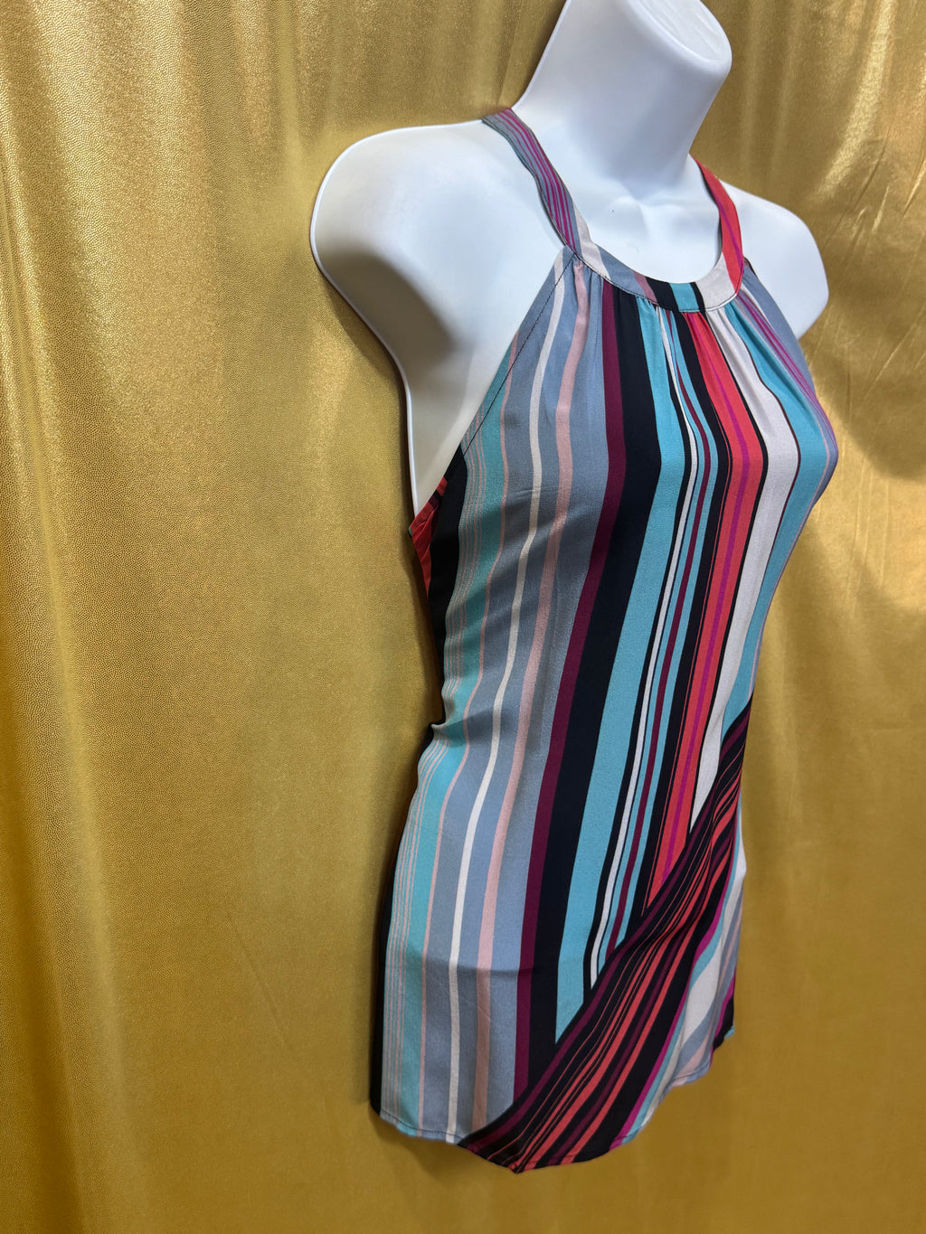 NWT Serein 100% Silk Striped Halter Top - Size Small
