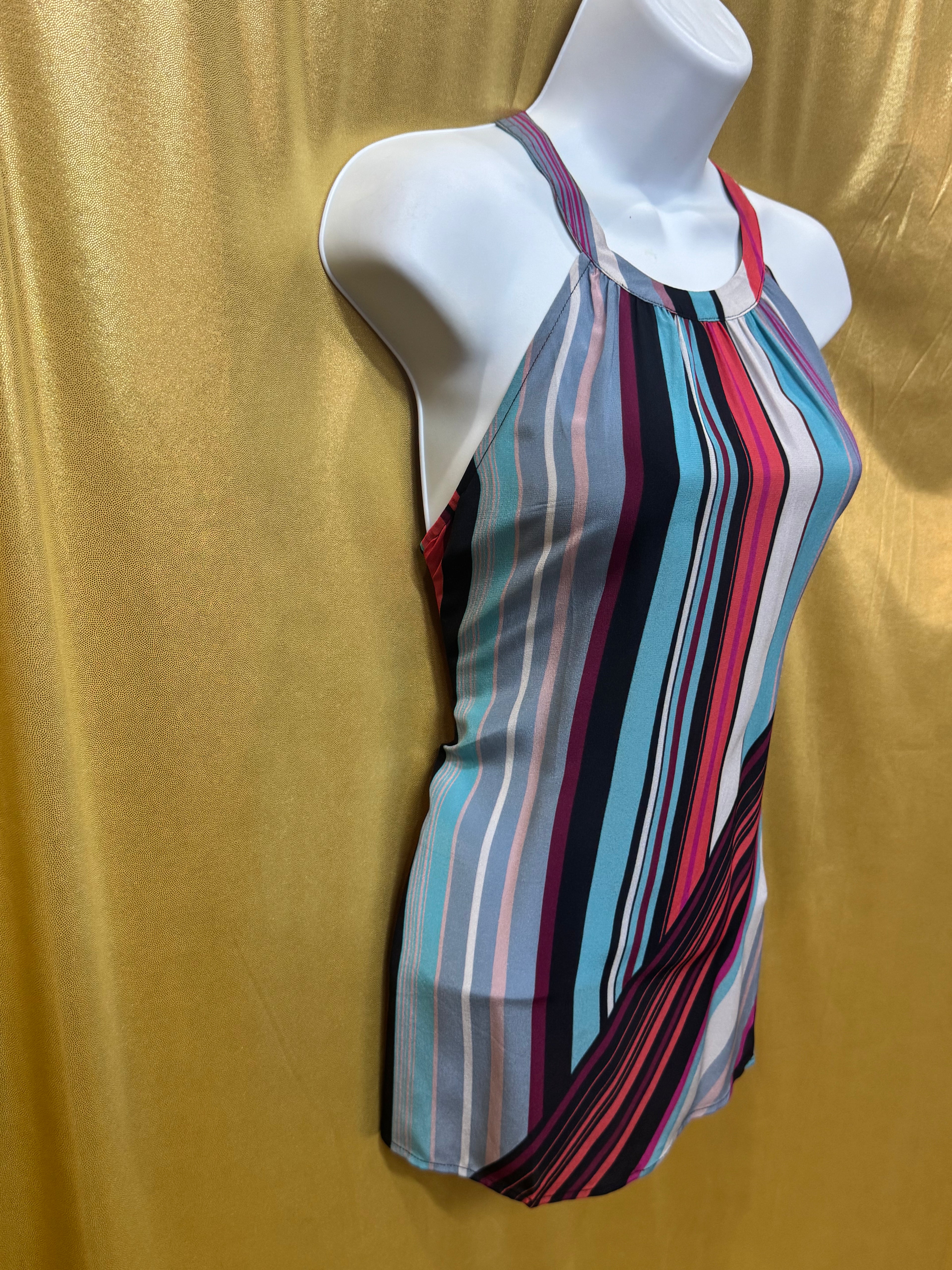 NWT Serein 100% Silk Striped Halter Top - Size Small