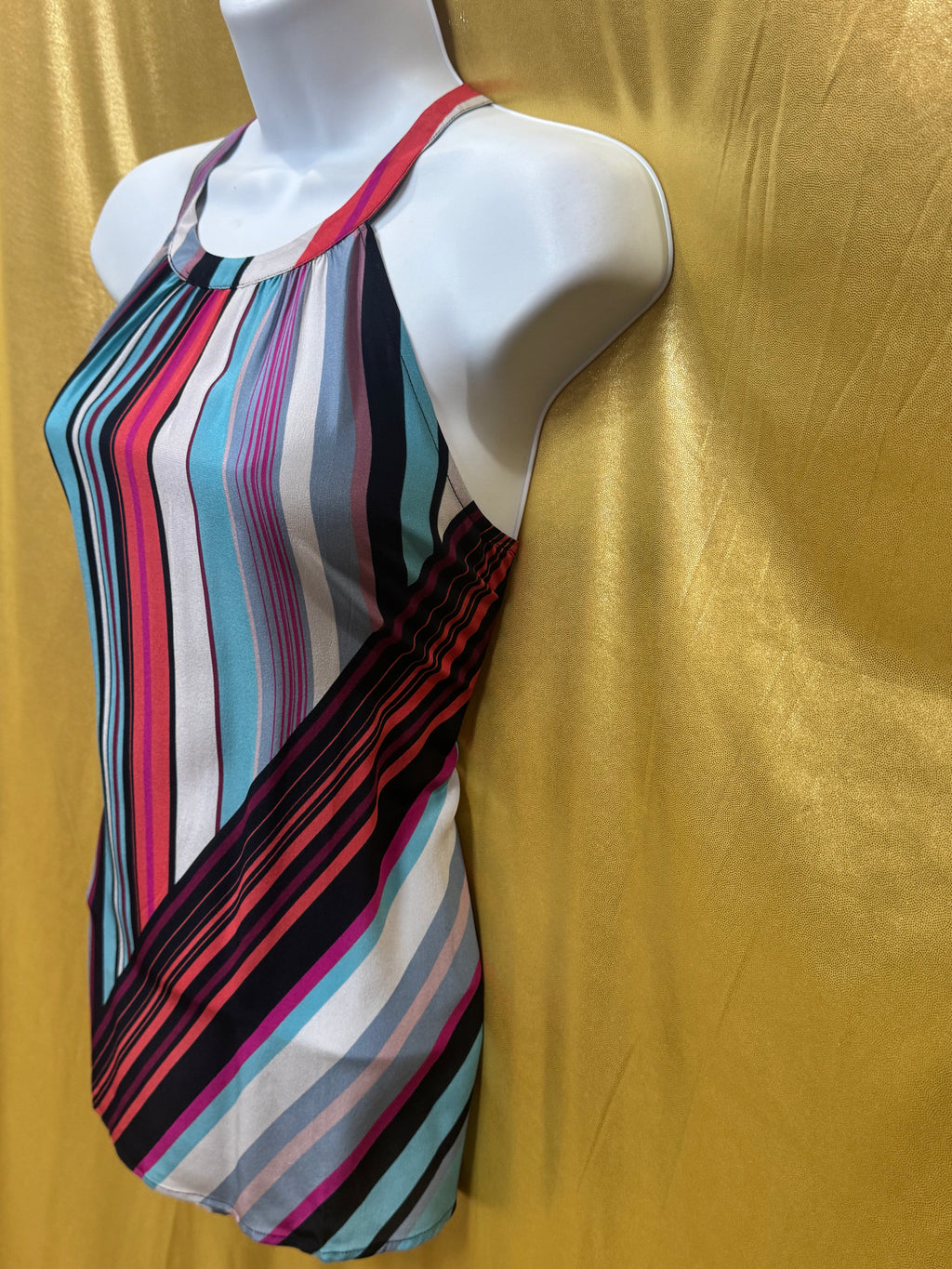 NWT Serein 100% Silk Striped Halter Top - Size Small