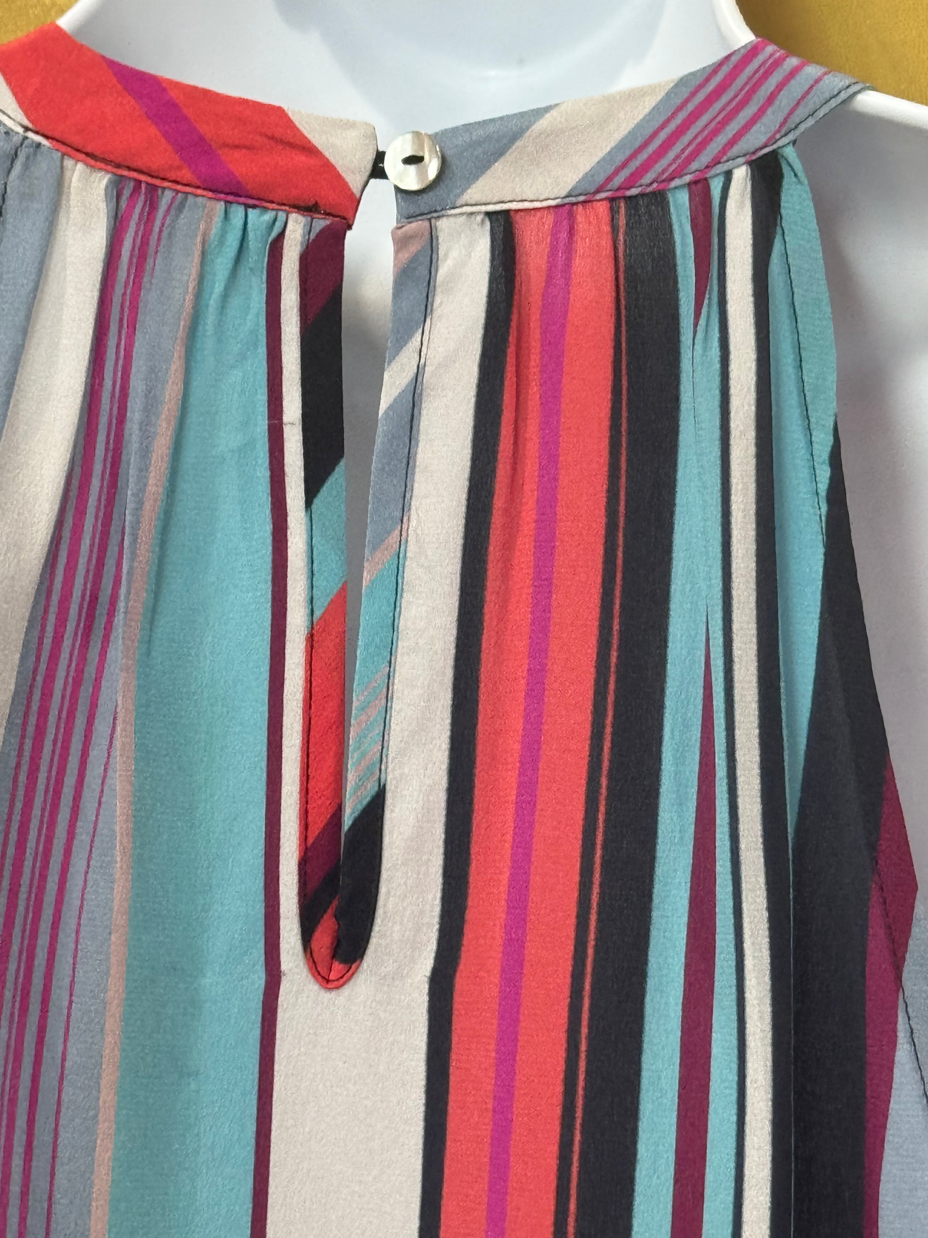 NWT Serein 100% Silk Striped Halter Top - Size Small