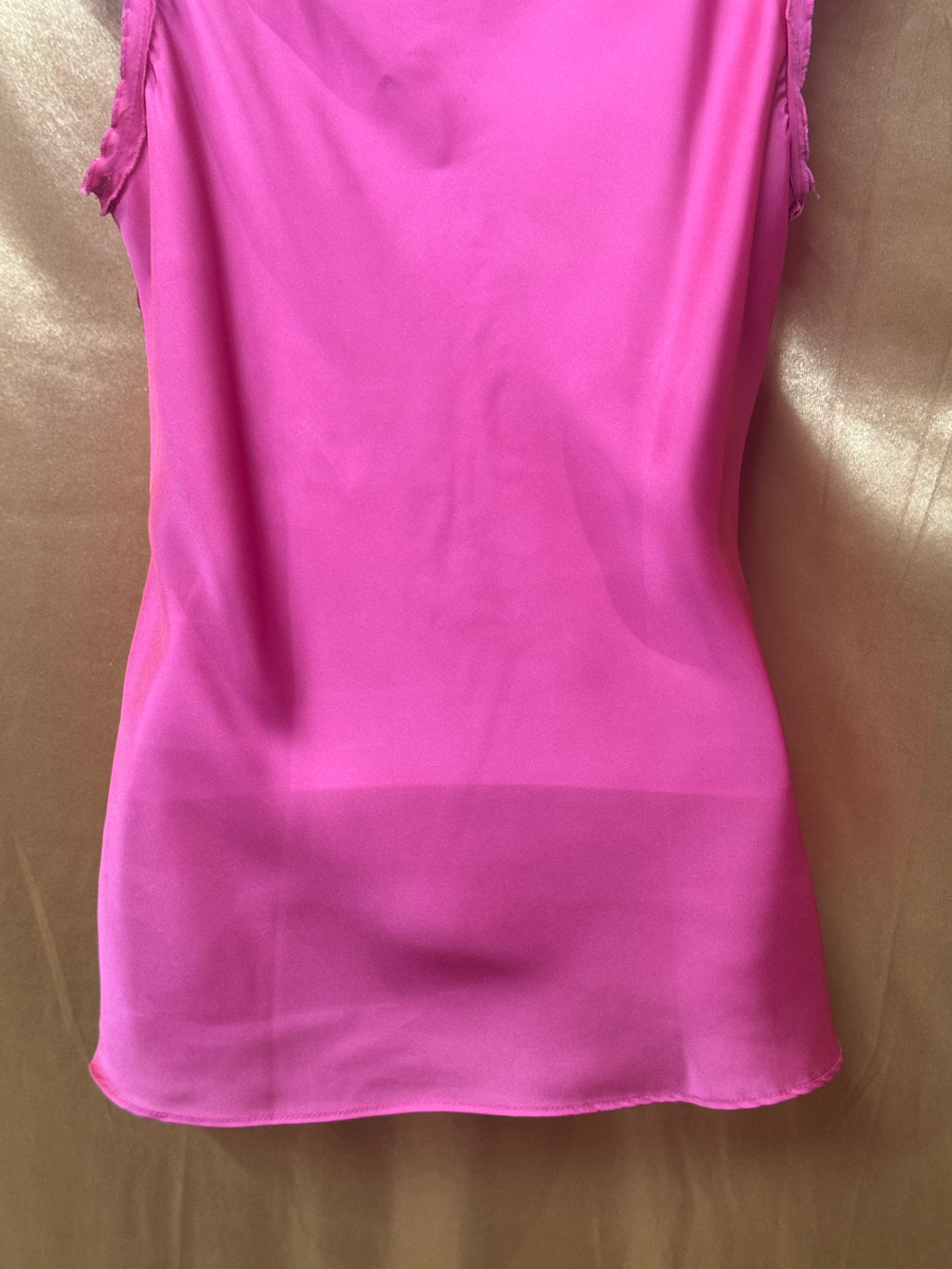 Cable & Gauge Pink Satin Sleeveless Top with Floral Ribbon Applique - Size S