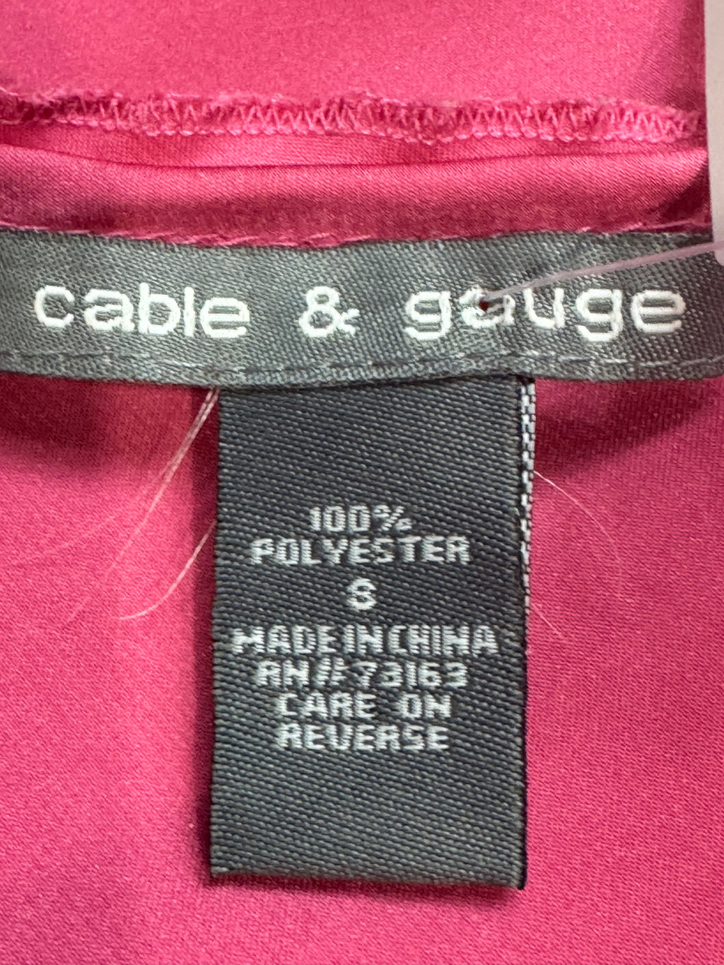 Cable & Gauge Pink Satin Sleeveless Top with Floral Ribbon Applique - Size S