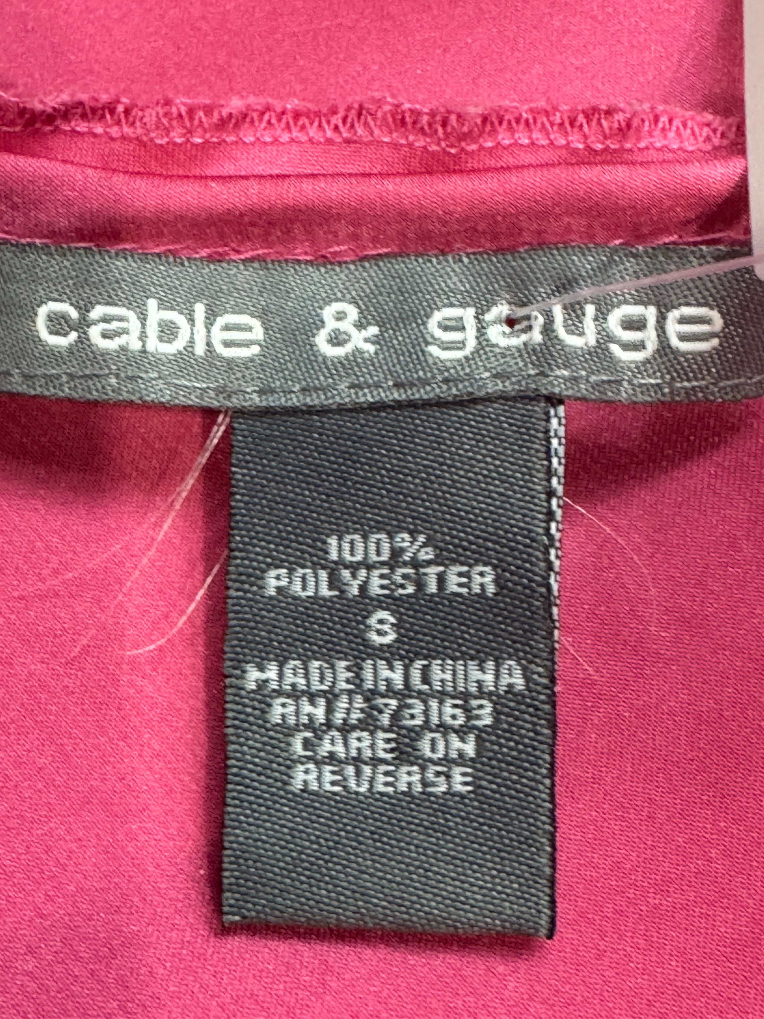 Cable & Gauge Pink Satin Sleeveless Top with Floral Ribbon Applique - Size S