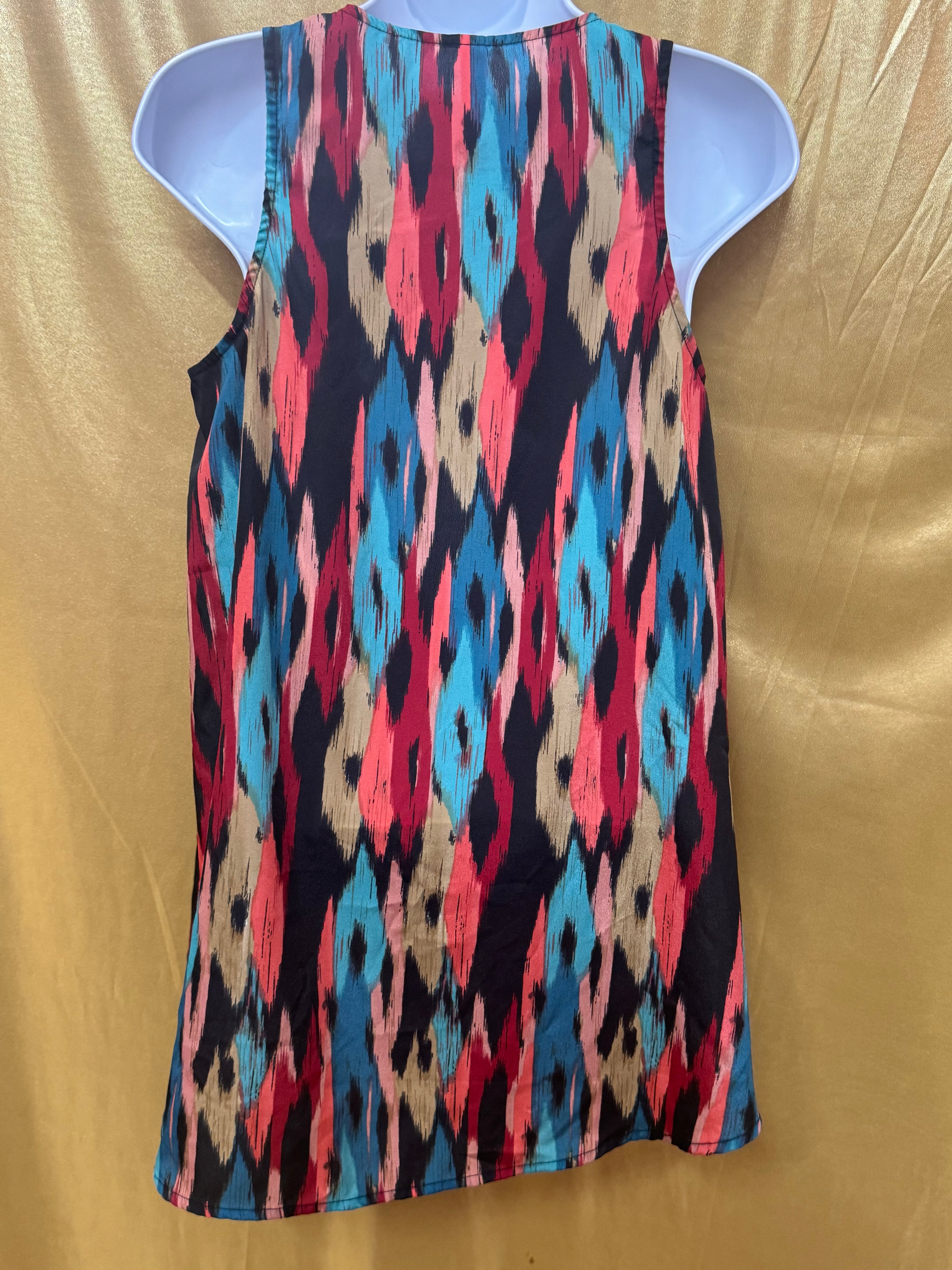 Eight Sixty Colorful Ikat Diamond V-Neck Tunic Tank Top - Size Small