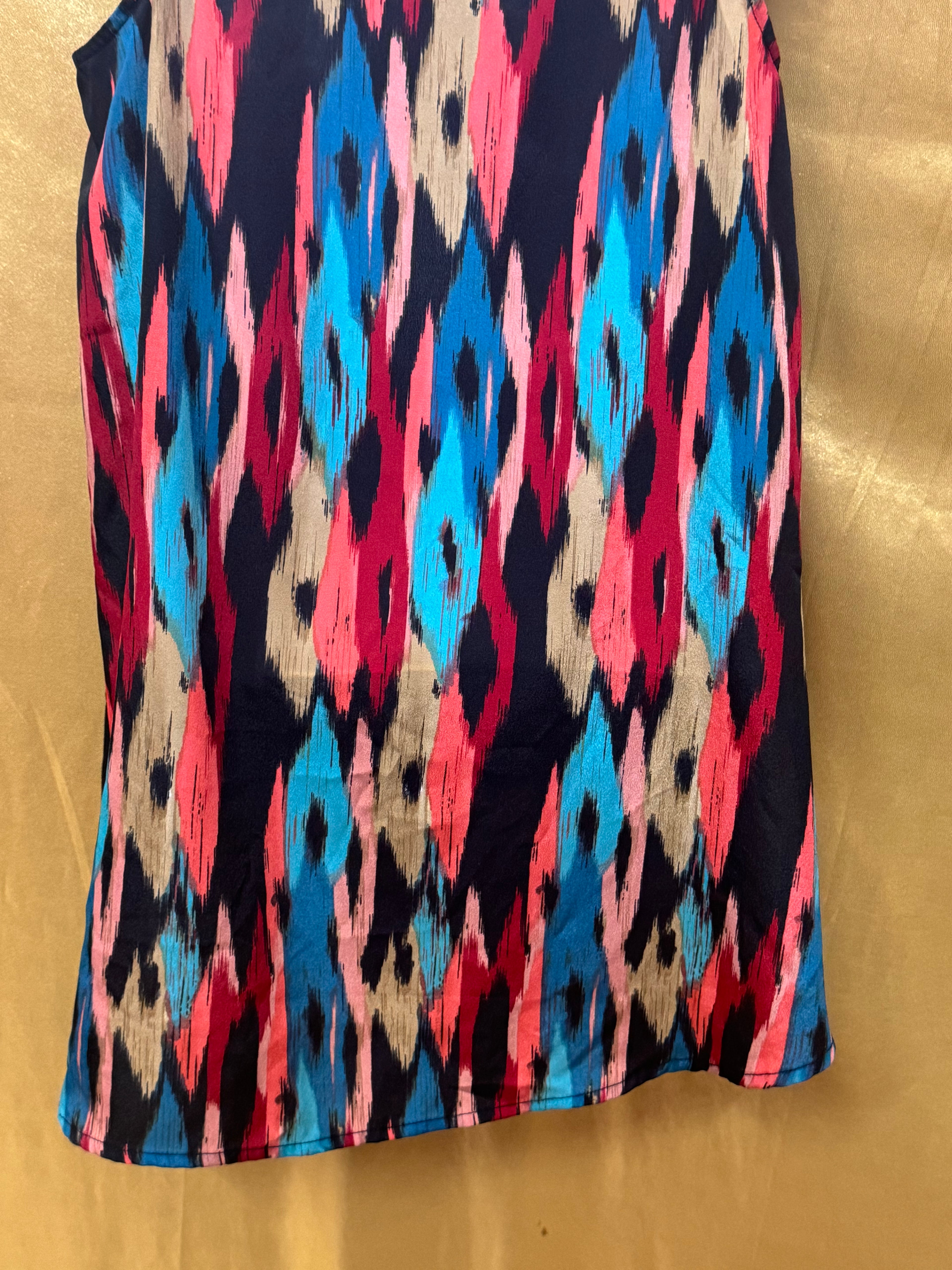 Eight Sixty Colorful Ikat Diamond V-Neck Tunic Tank Top - Size Small