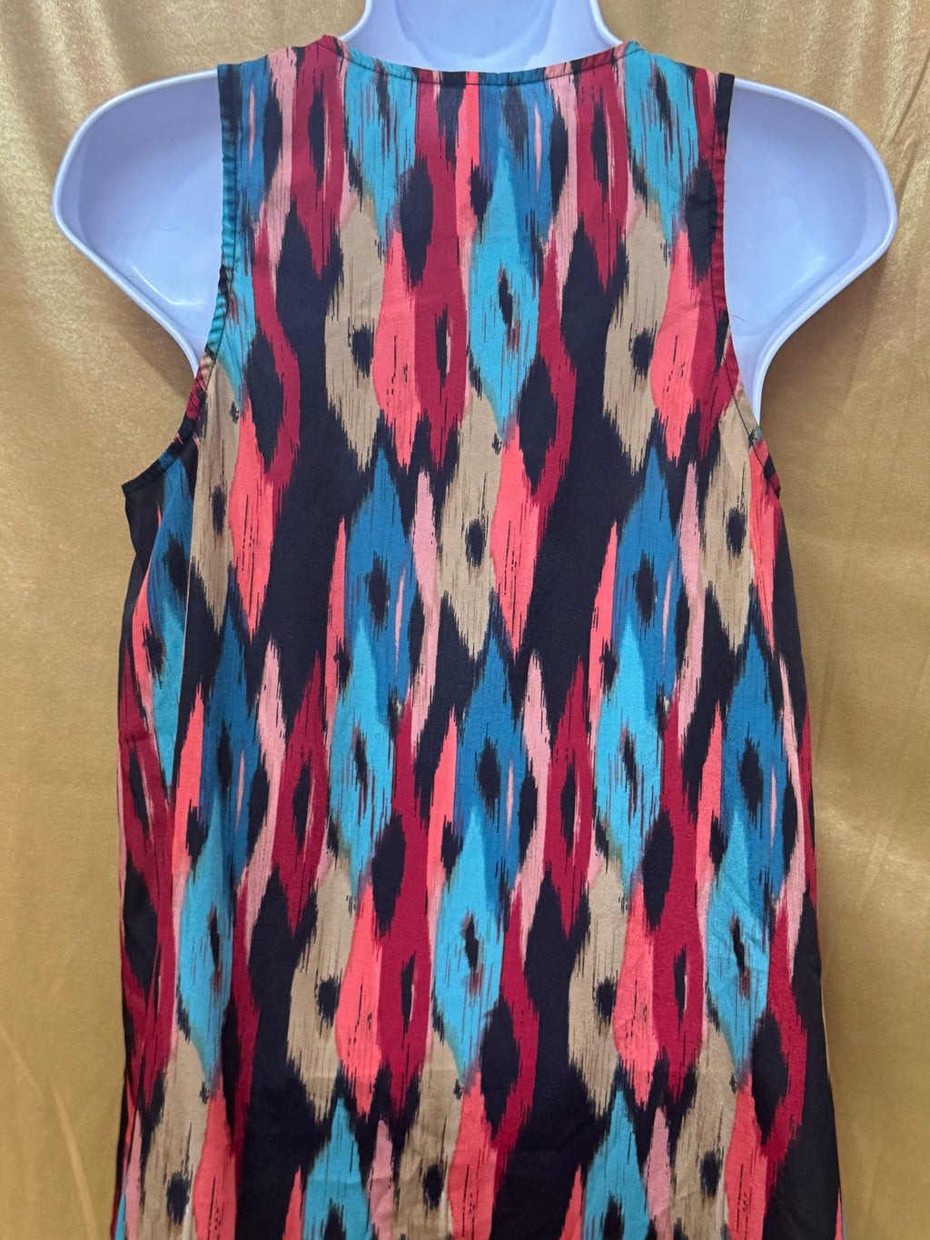 Eight Sixty Colorful Ikat Diamond V-Neck Tunic Tank Top - Size Small