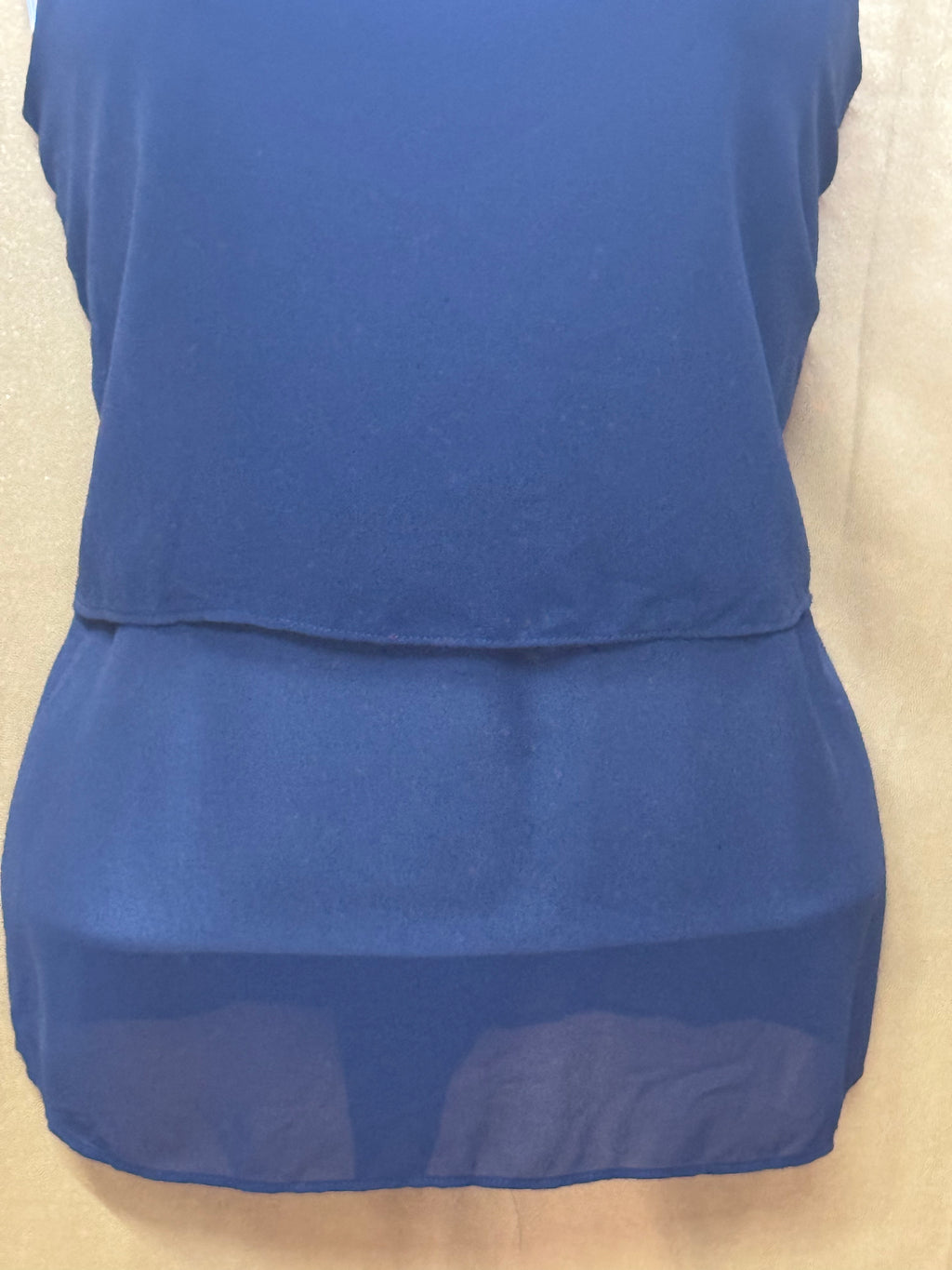 Iz Byer Beaded Neckline Chiffon Layered Sleeveless Blouse - Small