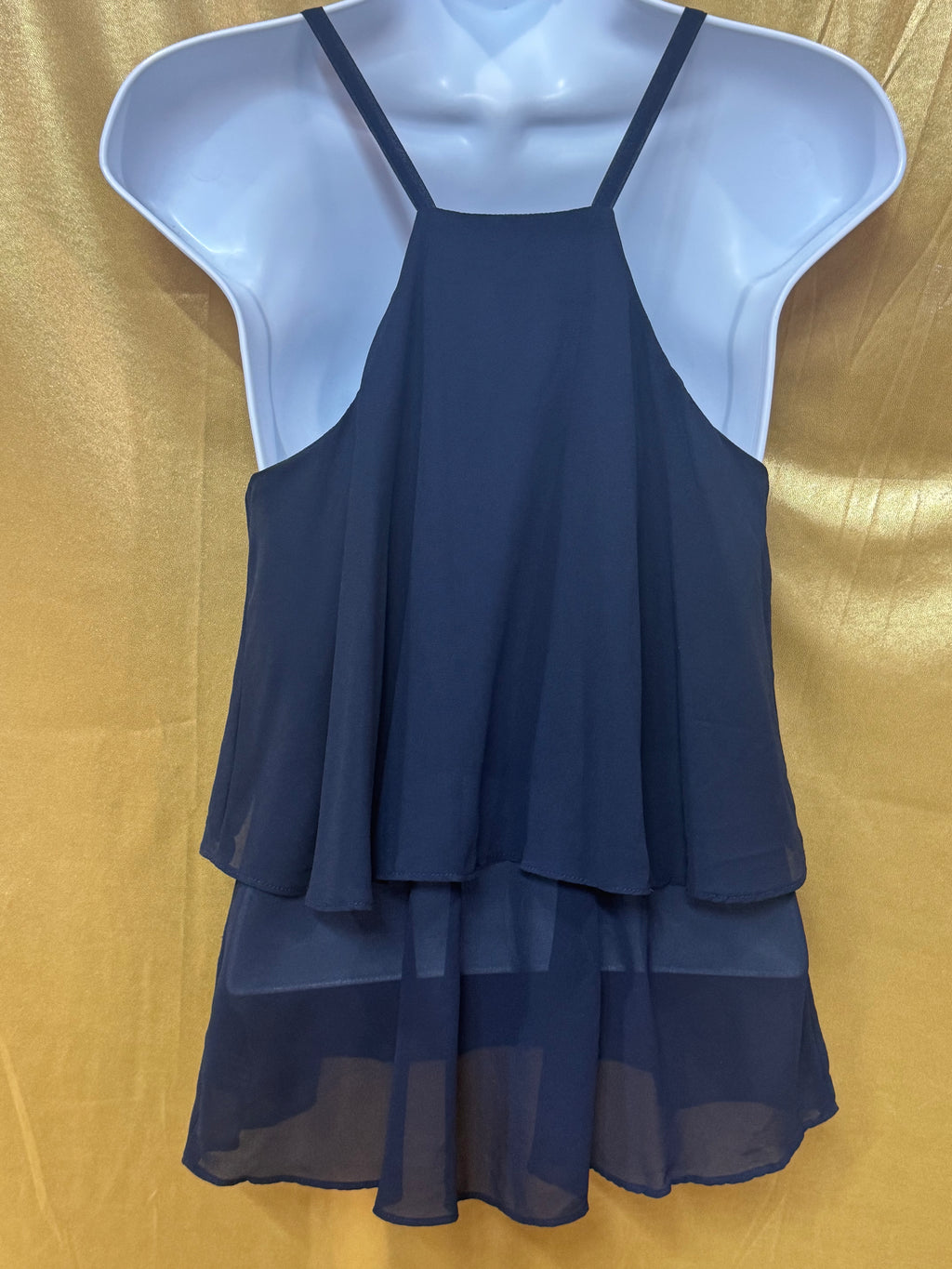 Iz Byer Beaded Neckline Chiffon Layered Sleeveless Blouse - Small