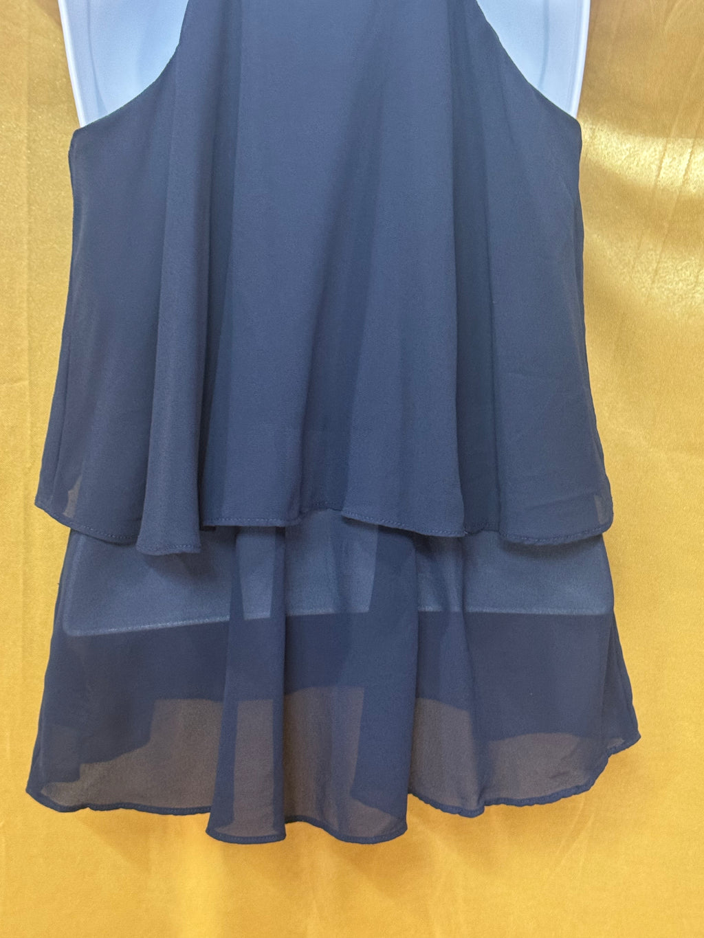 Iz Byer Beaded Neckline Chiffon Layered Sleeveless Blouse - Small