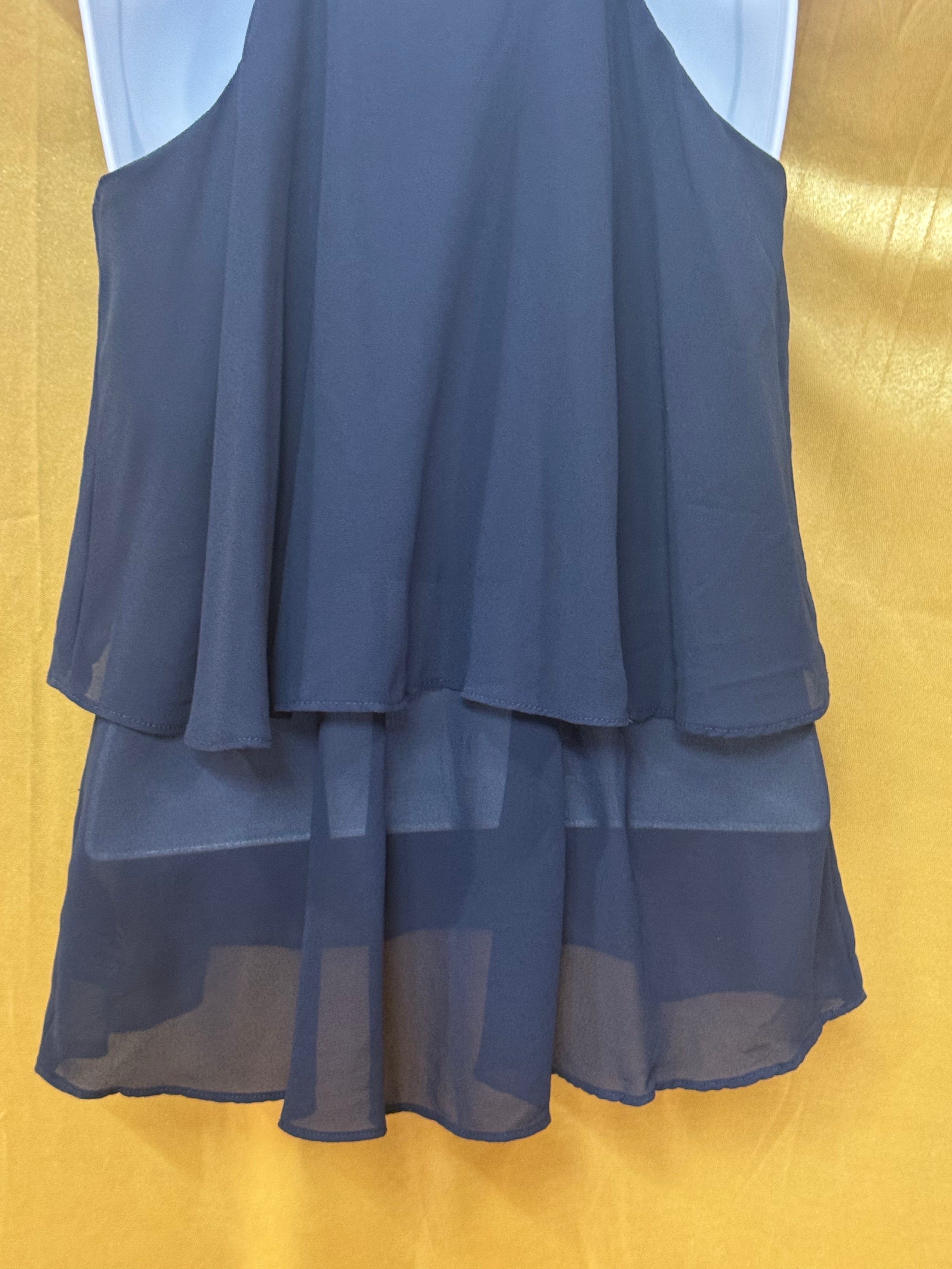 Iz Byer Beaded Neckline Chiffon Layered Sleeveless Blouse - Small