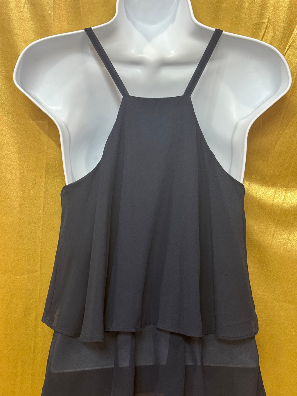 Iz Byer Beaded Neckline Chiffon Layered Sleeveless Blouse - Small
