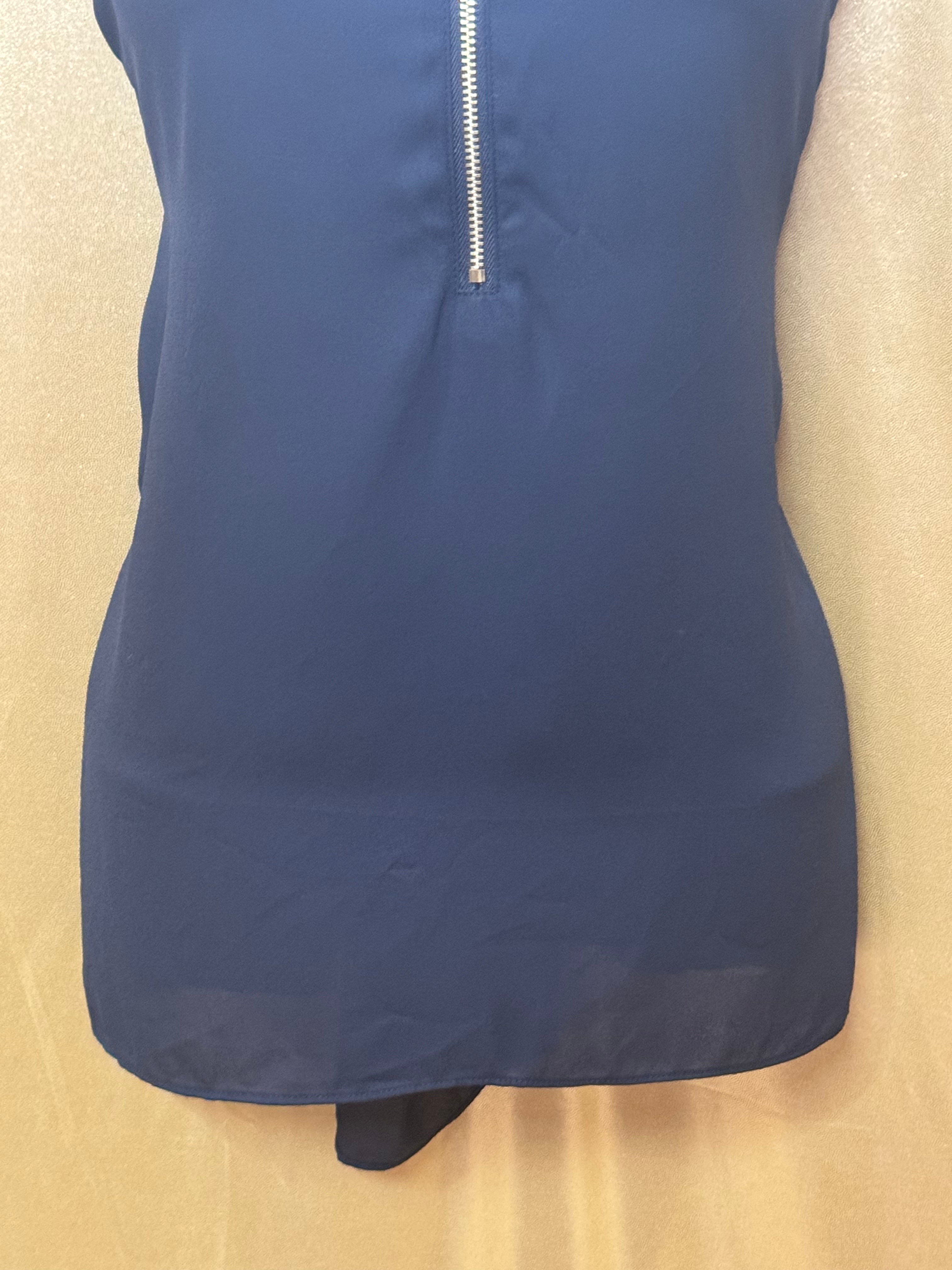 Bold Elements Black Zip V-Neck Sleeveless Blouse Size Small