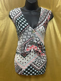 John Paul Richard Geometric Print Sleeveless Blouse - Size Small Boho V-Neck