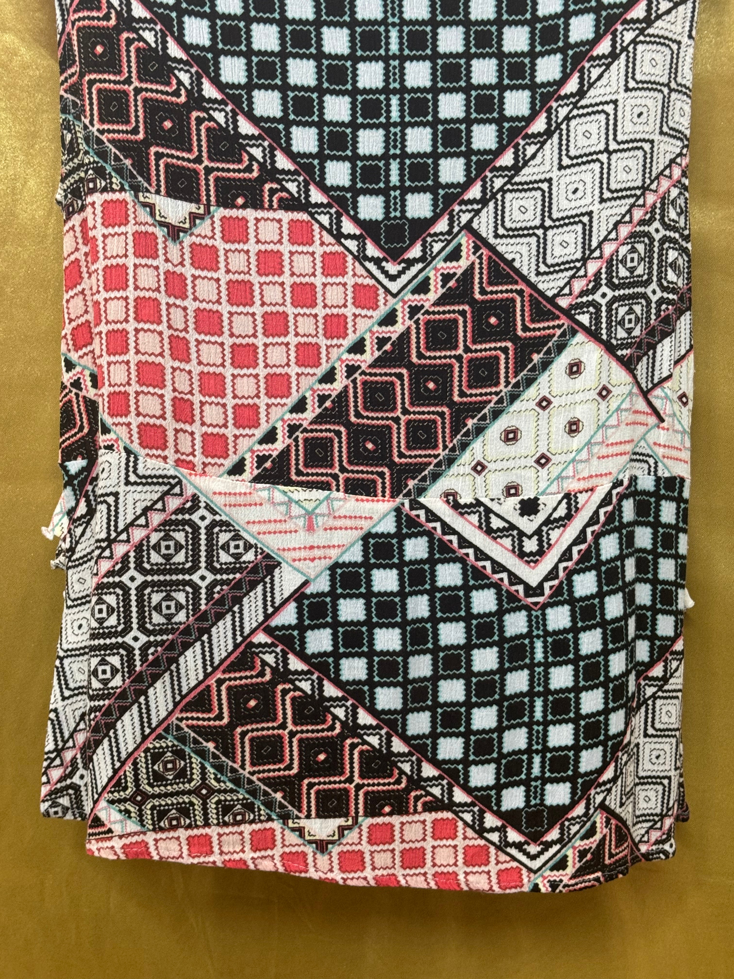 John Paul Richard Geometric Print Sleeveless Blouse - Size Small Boho V-Neck