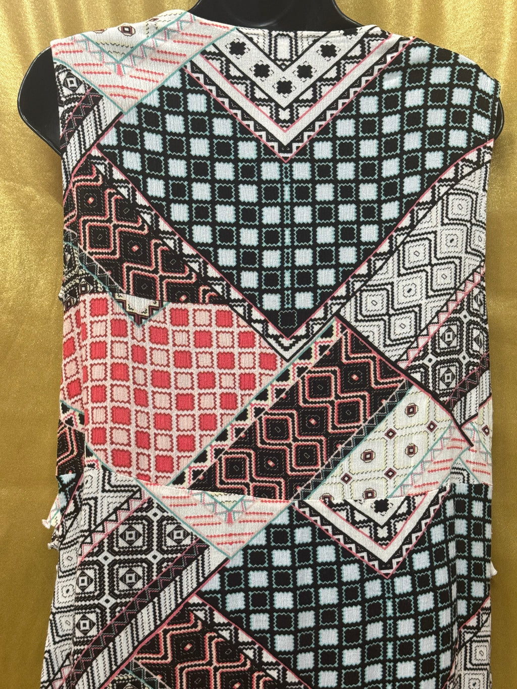 John Paul Richard Geometric Print Sleeveless Blouse - Size Small Boho V-Neck