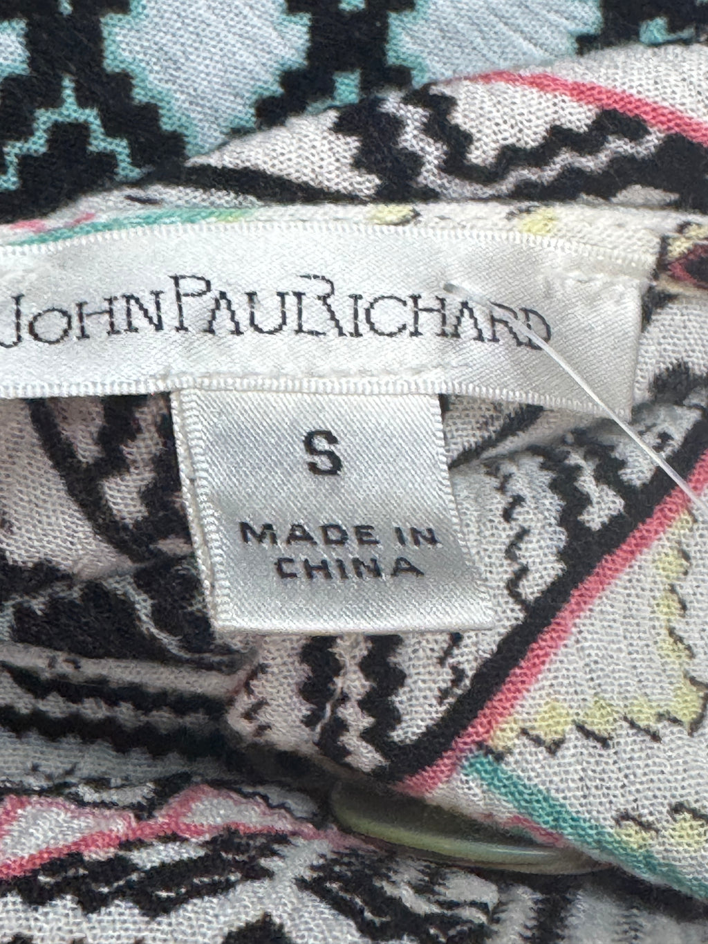 John Paul Richard Geometric Print Sleeveless Blouse - Size Small Boho V-Neck