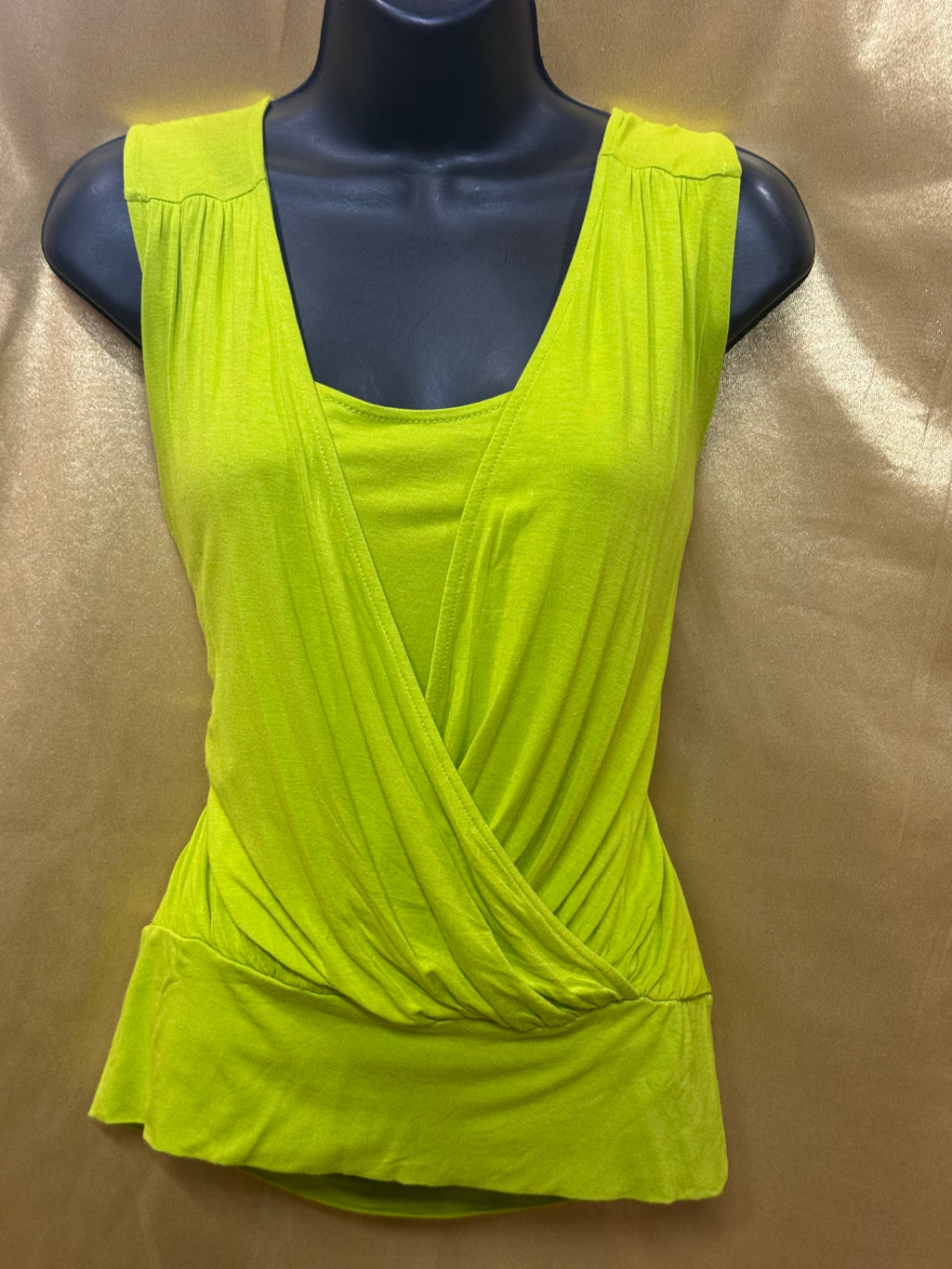 Vibrant Lime Green Kenneth Cole New York Draped Wrap Top Size S