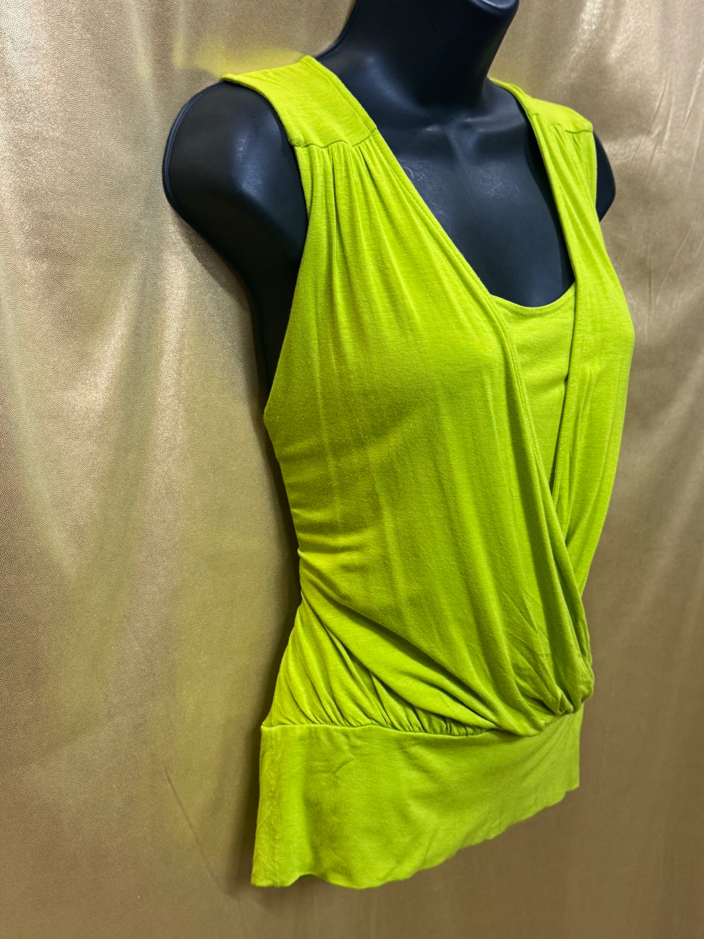 Vibrant Lime Green Kenneth Cole New York Draped Wrap Top Size S