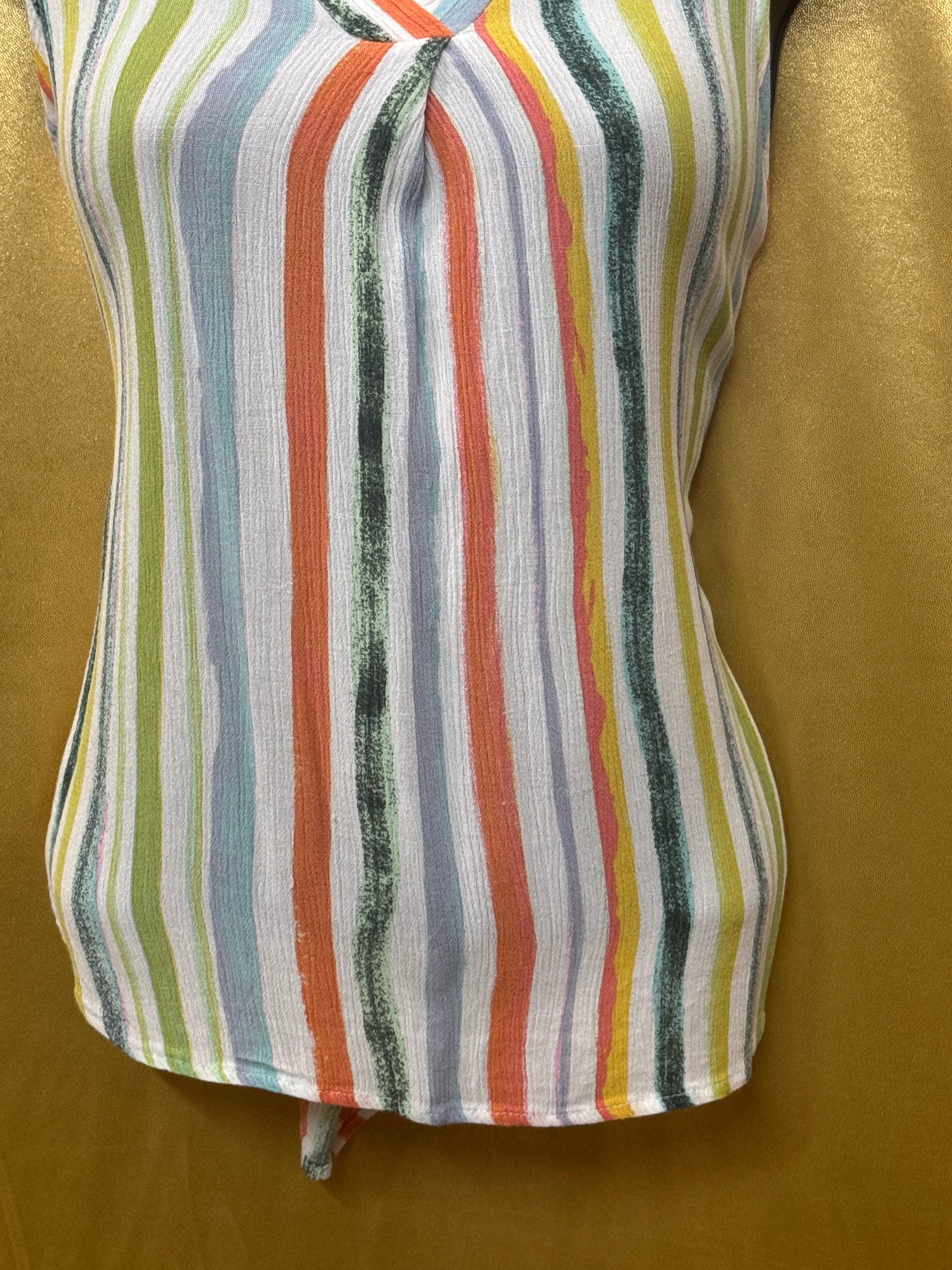 22nd Brand Colorful Striped V-Neck Tank Top - Made in USA, Size Small