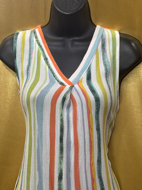 22nd Brand Colorful Striped V-Neck Tank Top - Made in USA, Size Small