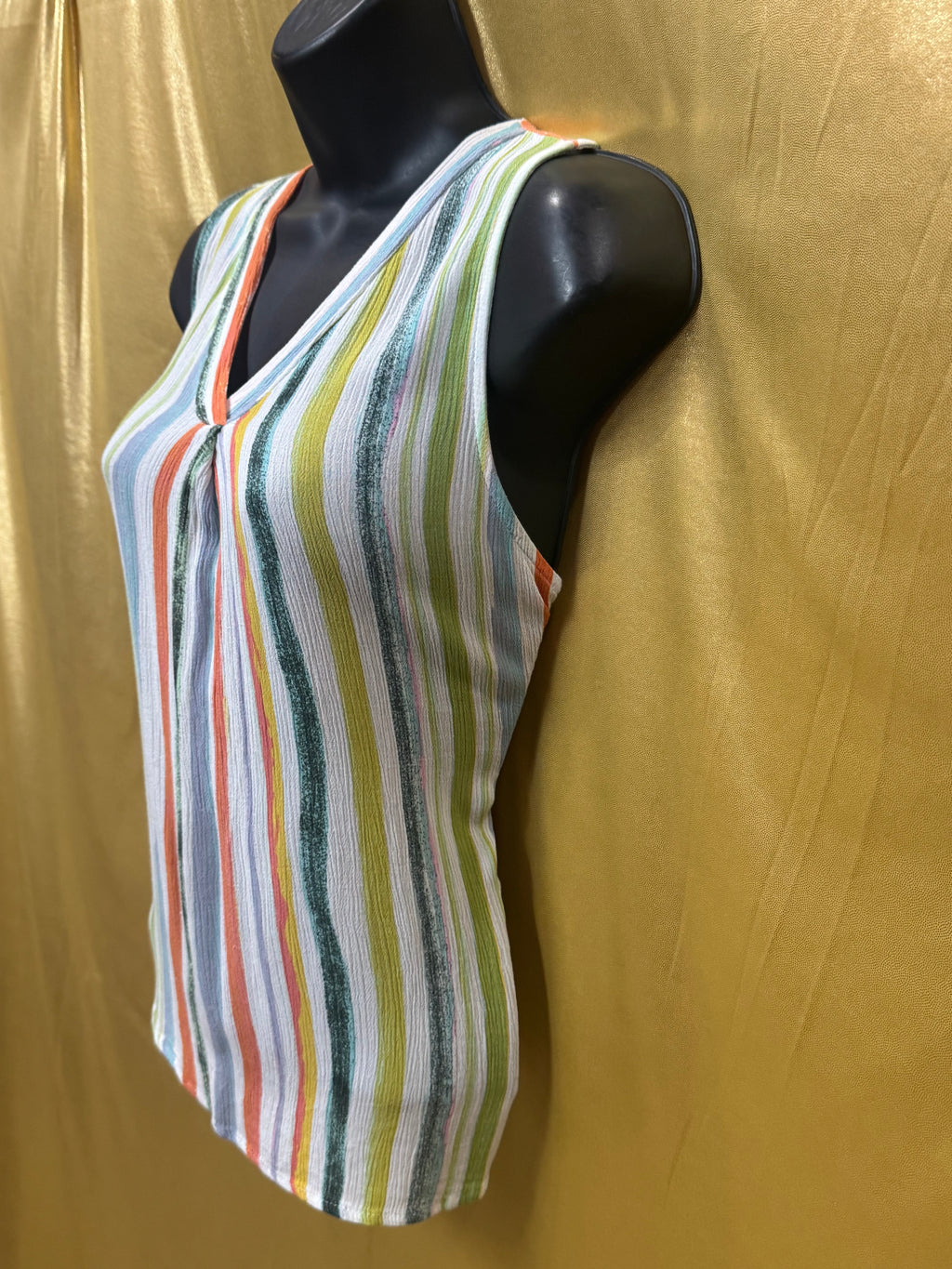 22nd Brand Colorful Striped V-Neck Tank Top - Made in USA, Size Small