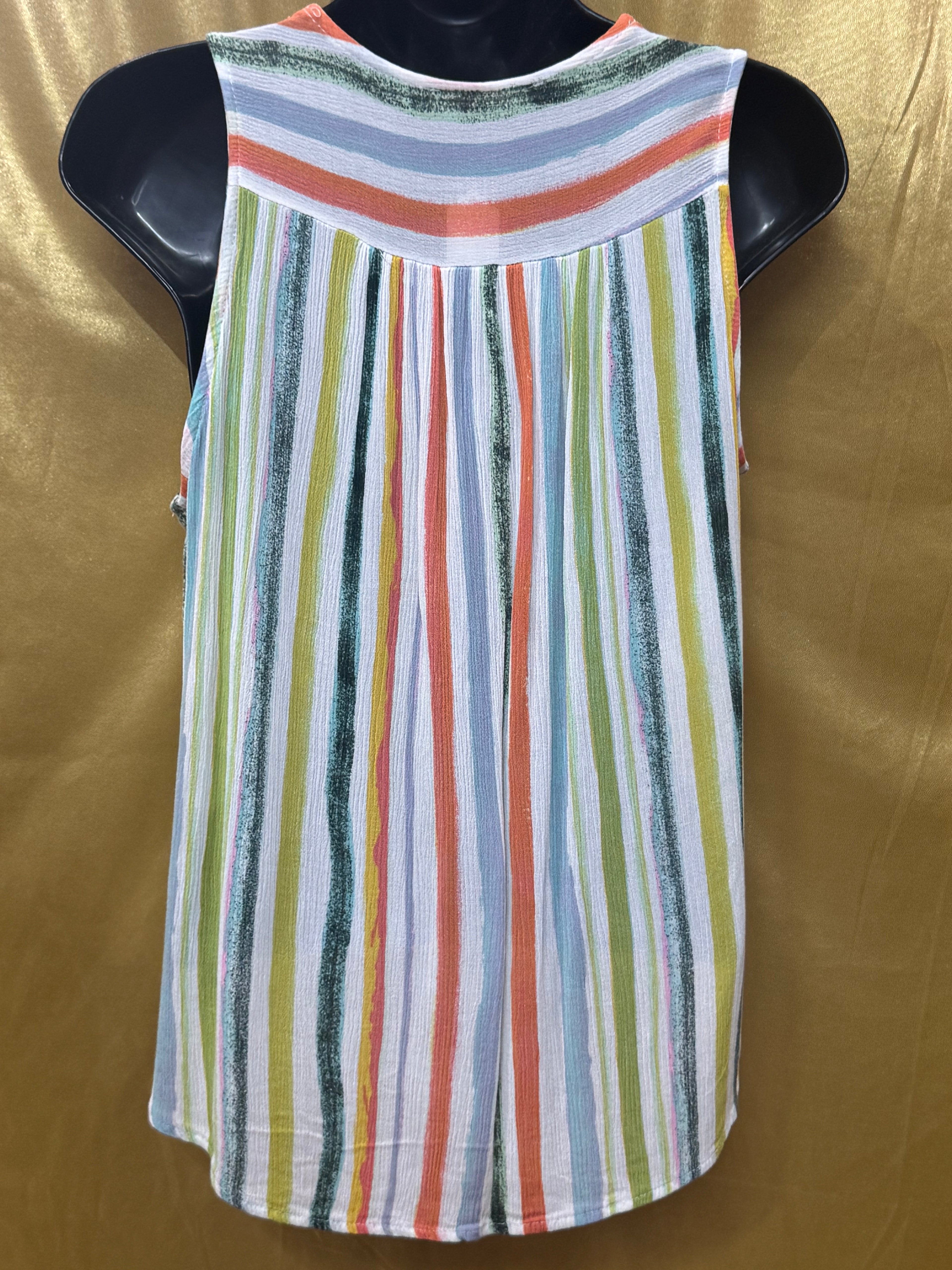 22nd Brand Colorful Striped V-Neck Tank Top - Made in USA, Size Small